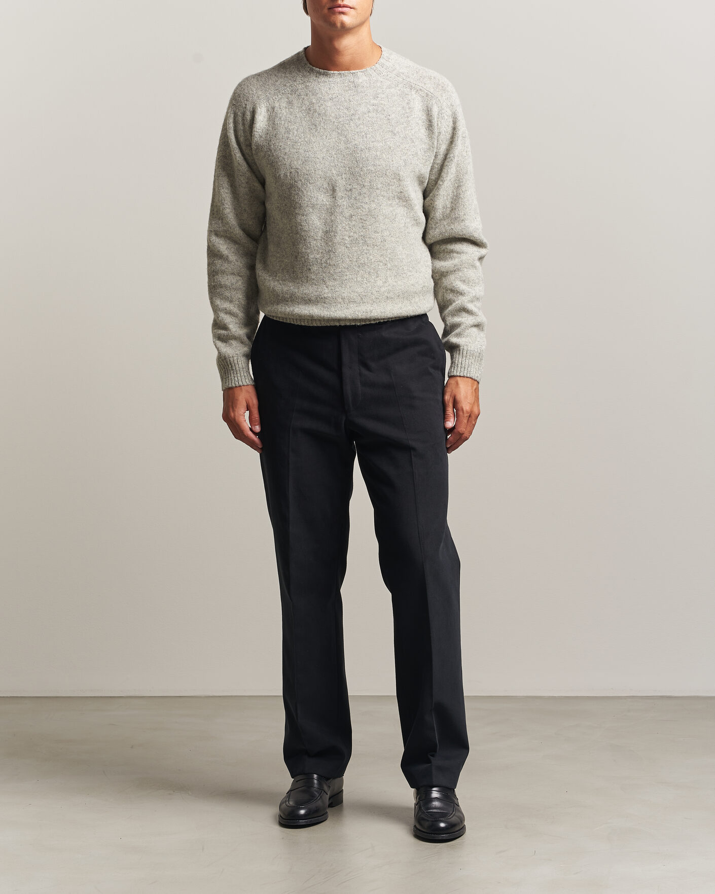 Men | Sweaters & Knitwear | Morgano | Brushed Wool Crewneck Grey