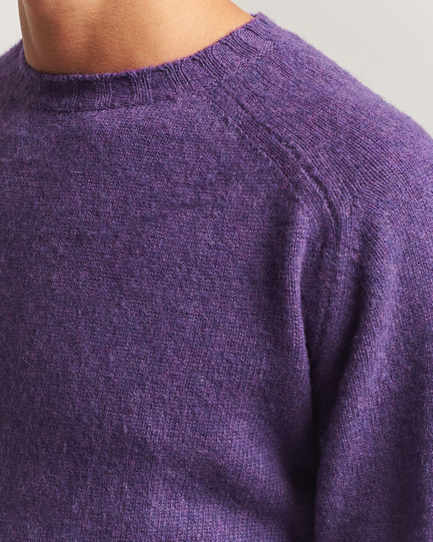 Men | Sweaters & Knitwear | Morgano | Brushed Wool Crewneck Purple