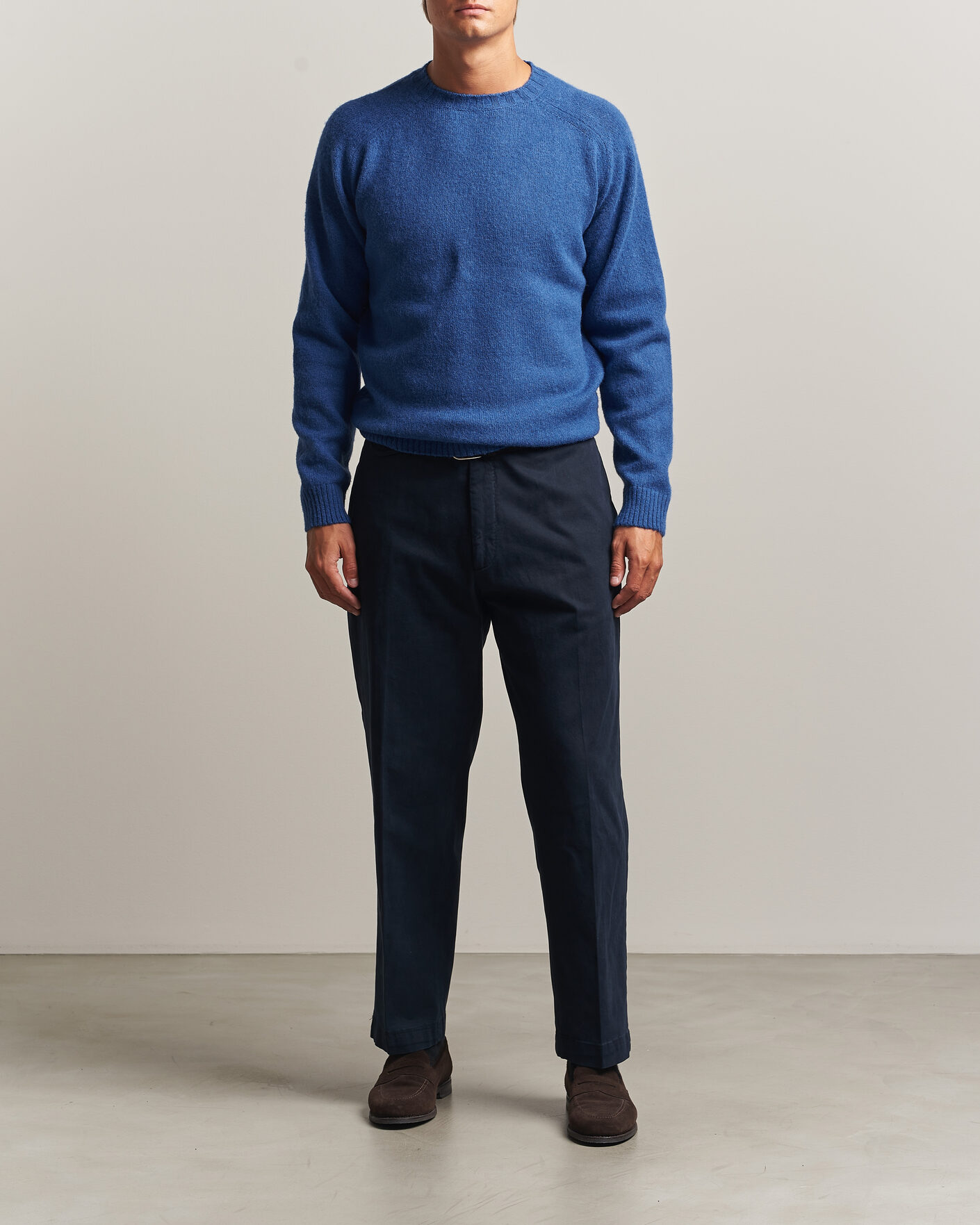 Men | Sweaters & Knitwear | Morgano | Brushed Wool Crewneck High Blue