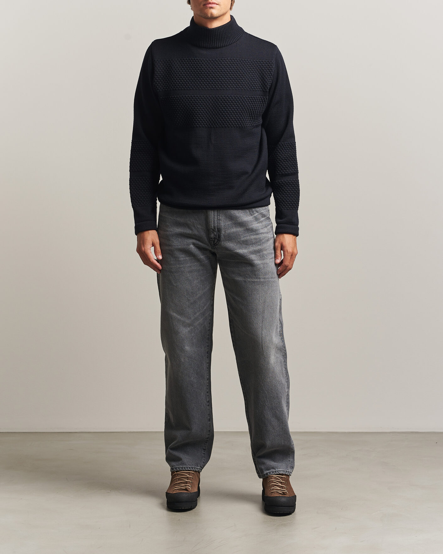 Men | Sweaters & Knitwear | S.N.S. Herning | Fisherman High Neck Navy Blue