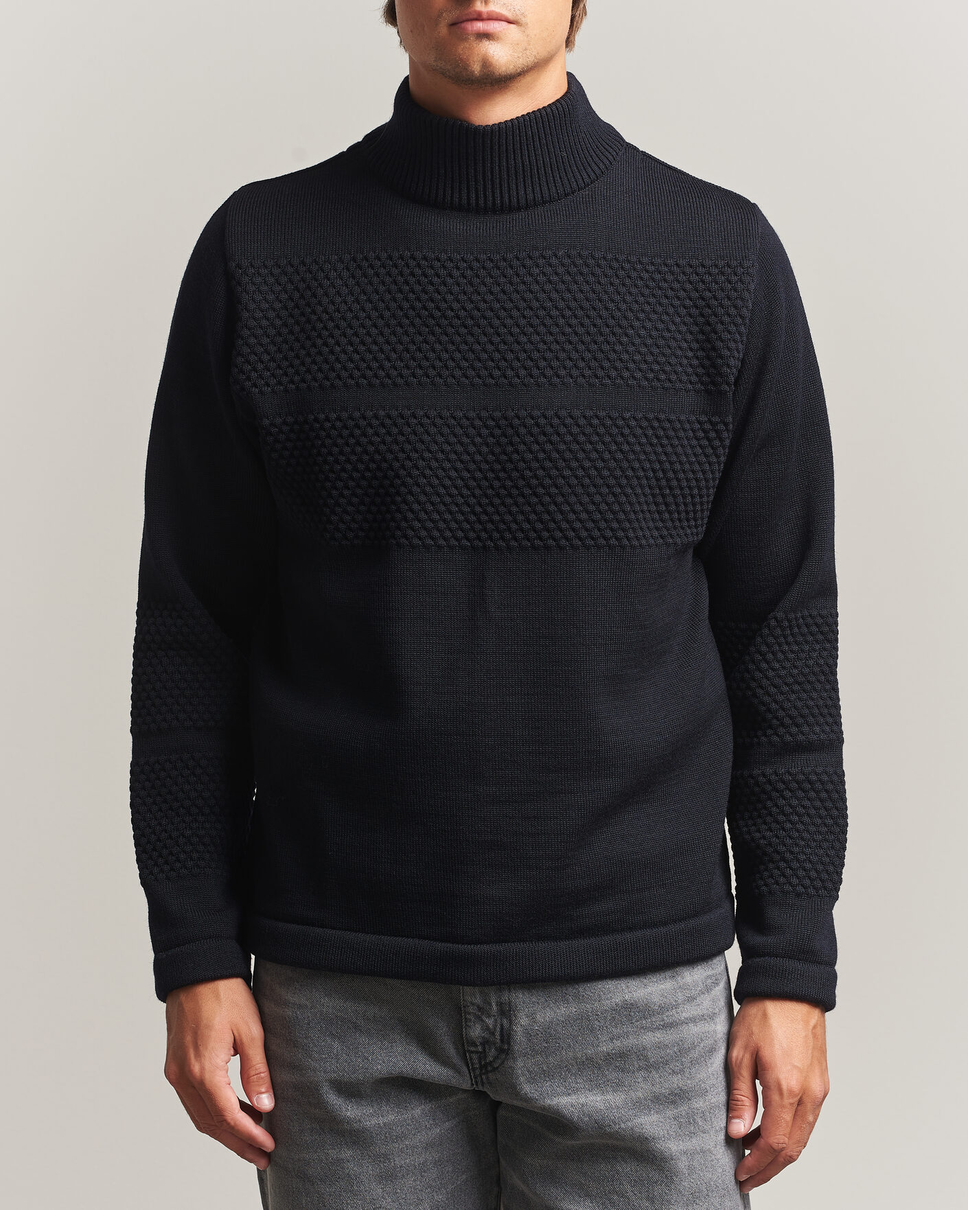 Men | Sweaters & Knitwear | S.N.S. Herning | Fisherman High Neck Navy Blue