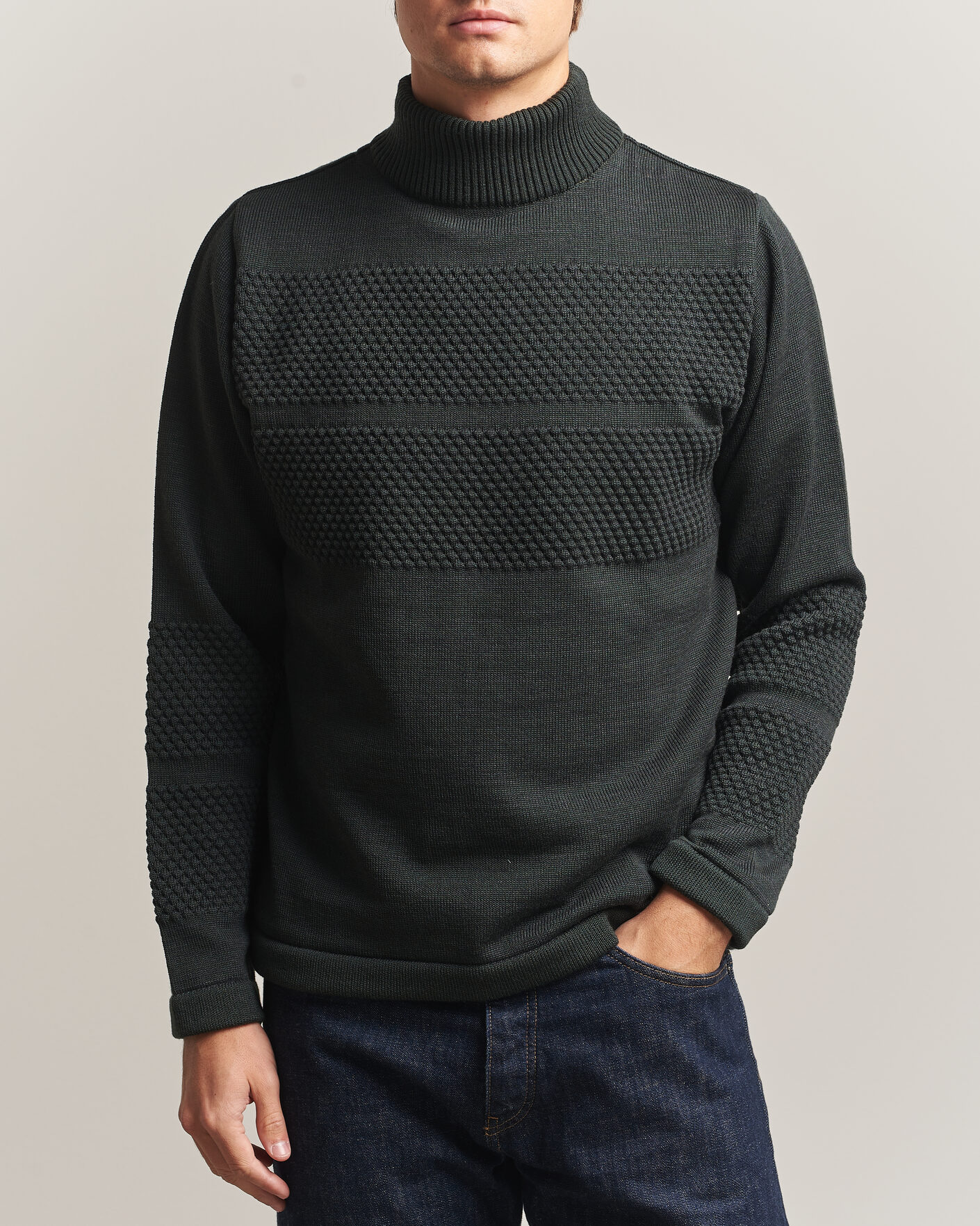 Men | Sweaters & Knitwear | S.N.S. Herning | Fisherman High Neck Terrain Green