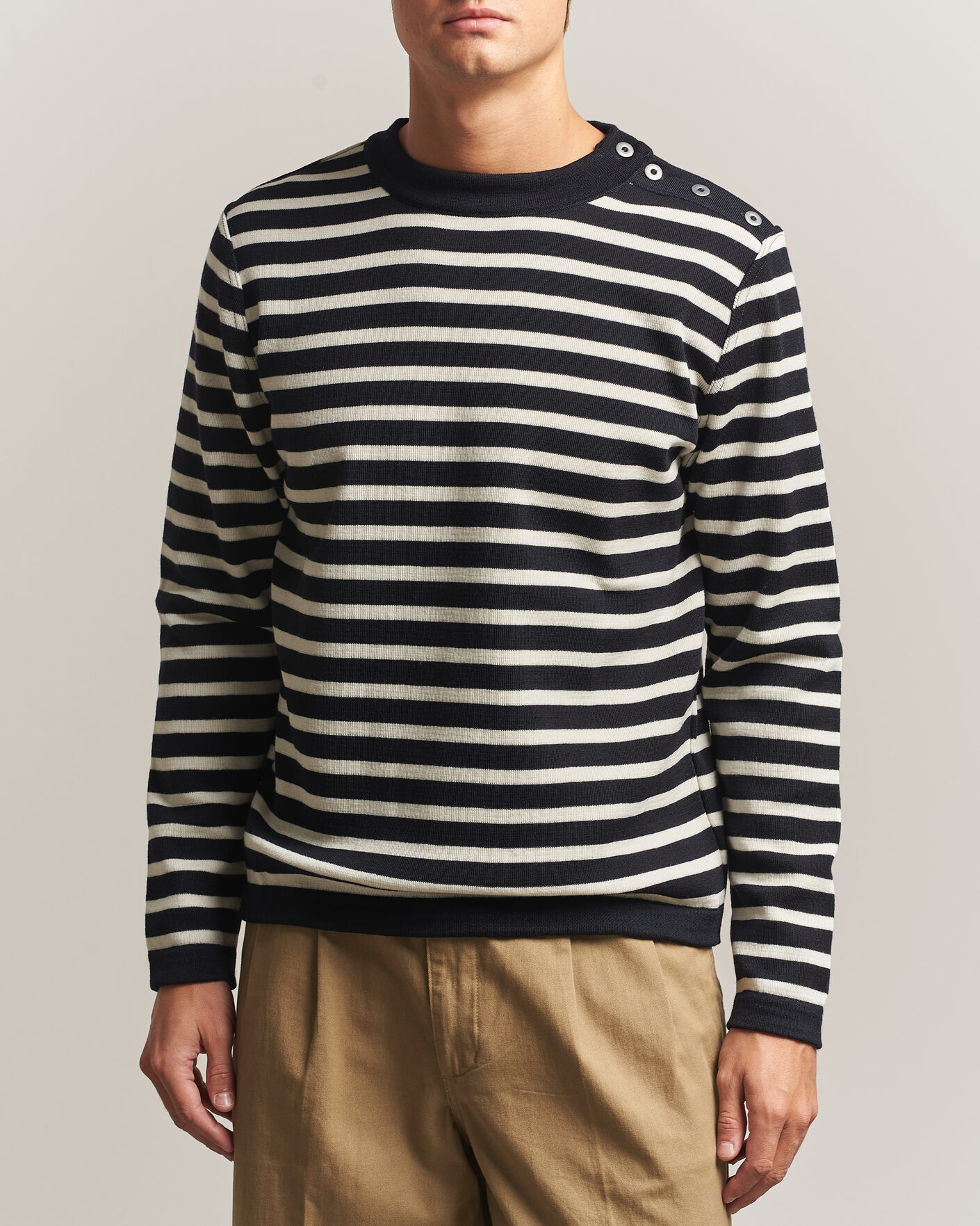 Men | Sweaters & Knitwear | S.N.S. Herning | Naval Crew Neck Navy/White
