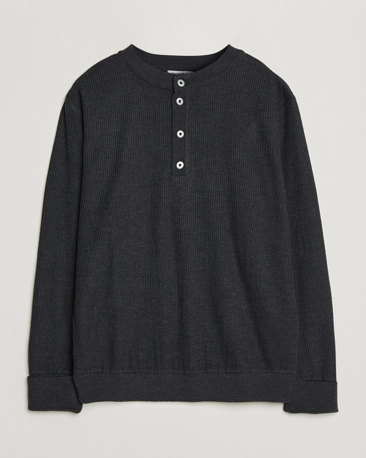 Men | Sweaters & Knitwear | S.N.S. Herning | Stamina Rib Henley Magnetite Black