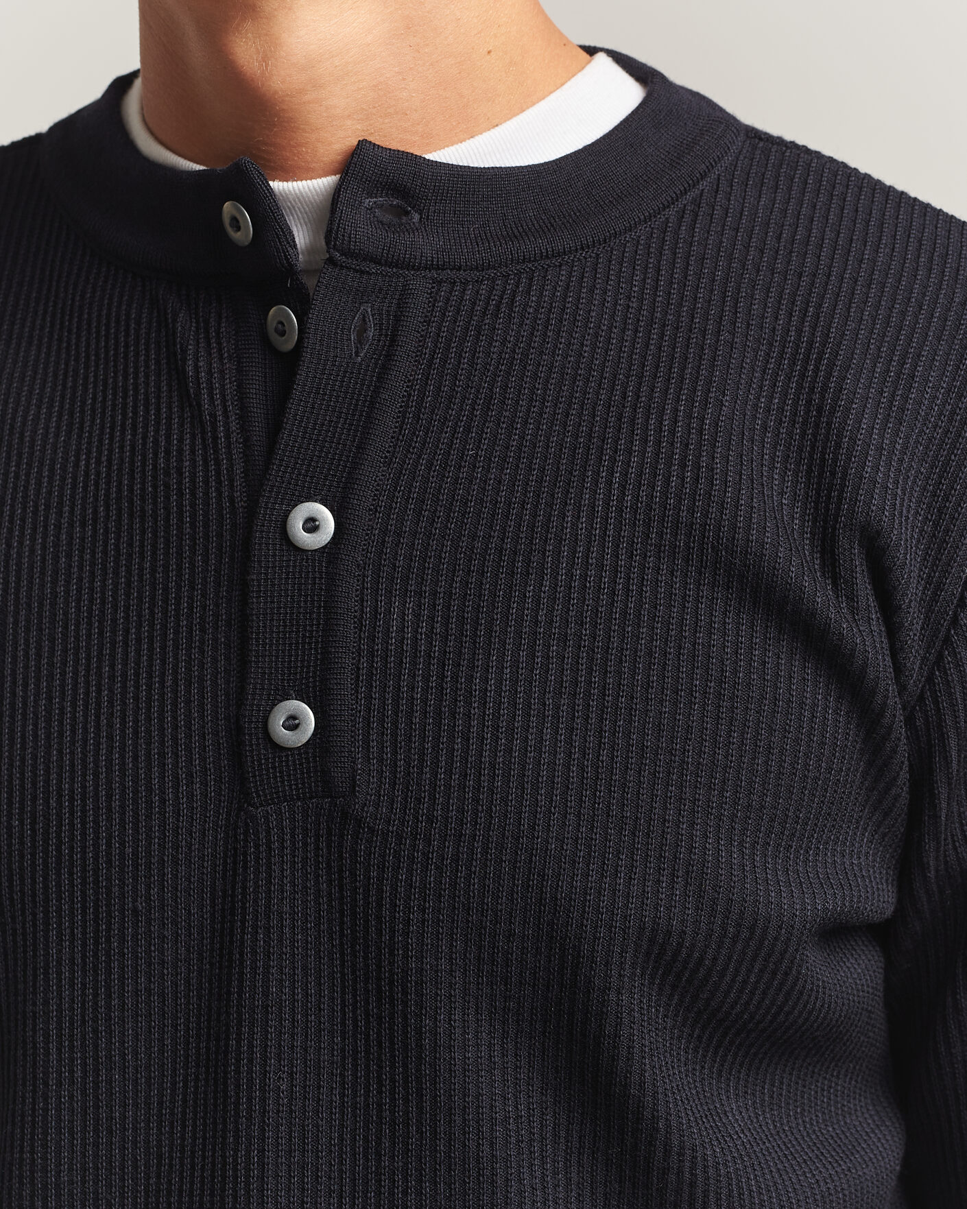 Men | Sweaters & Knitwear | S.N.S. Herning | Stamina Rib Henley Navy Blue