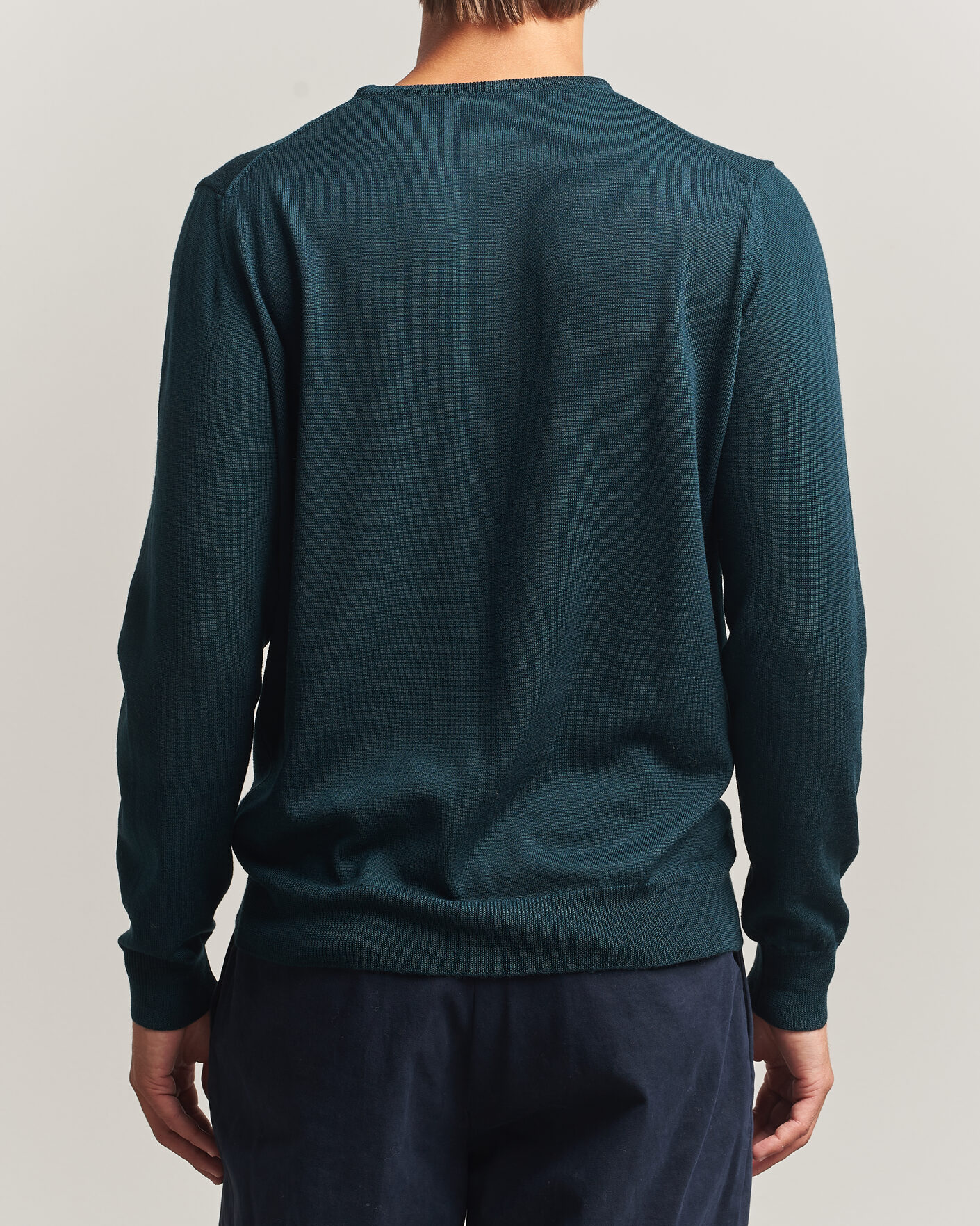 Men | Sweaters & Knitwear | Morgano | Extra Fine Merino Wool Crewneck Bottle Green