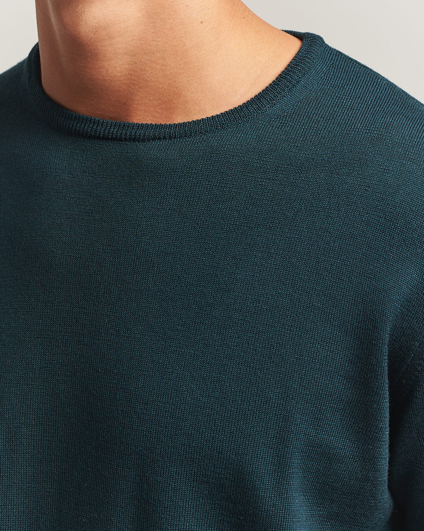 Men | Sweaters & Knitwear | Morgano | Extra Fine Merino Wool Crewneck Bottle Green