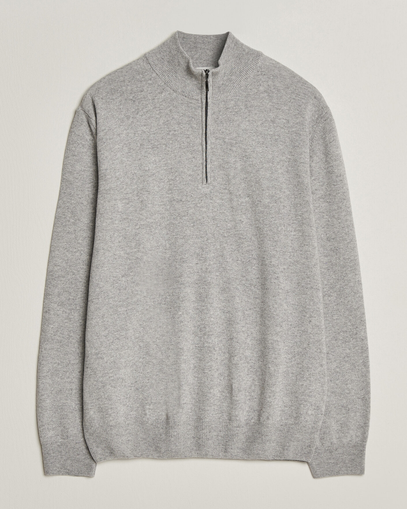Men | Sweaters & Knitwear | Morgano | Wool/Cashmere Half-Zip Mid Grey