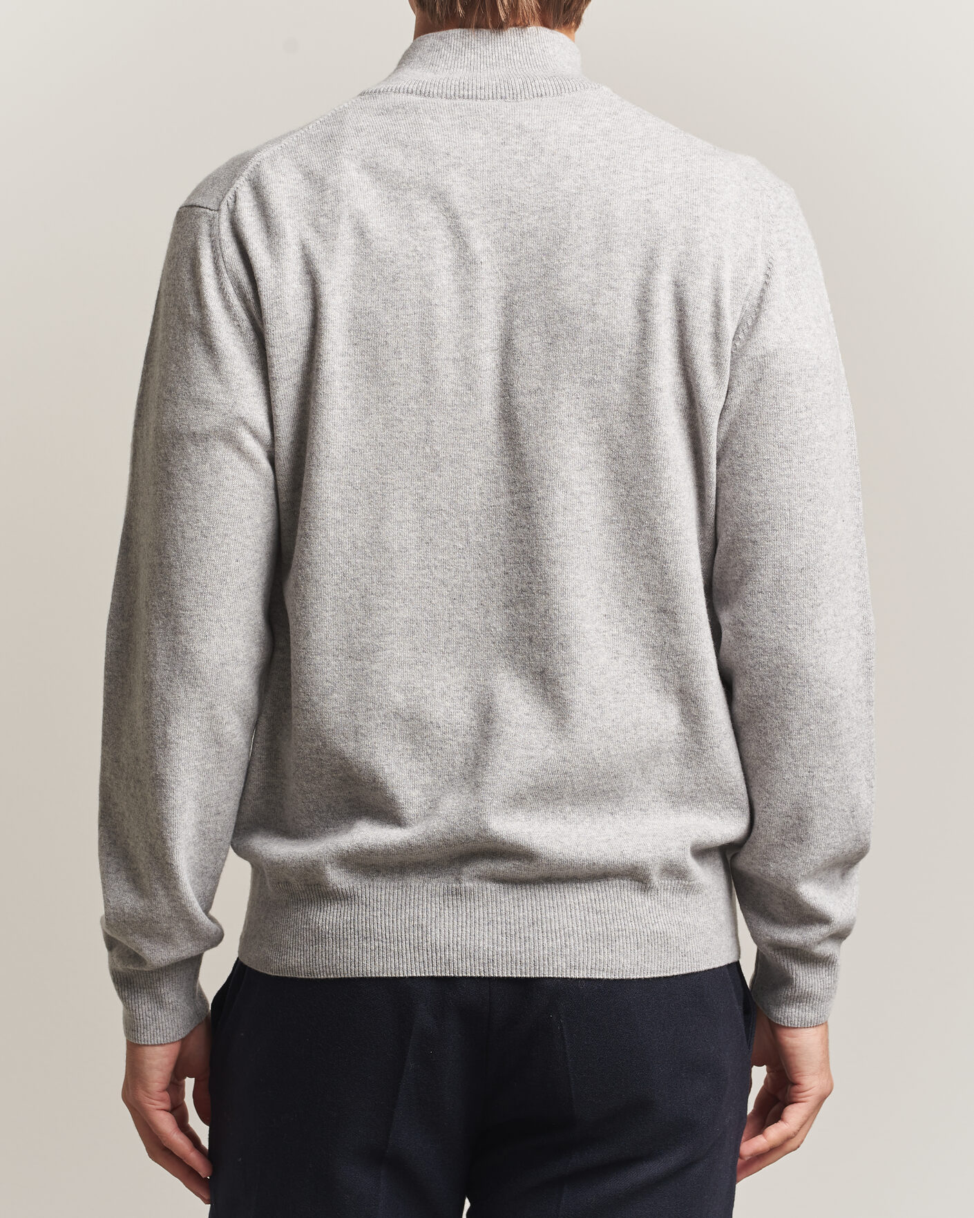 Men | Sweaters & Knitwear | Morgano | Wool/Cashmere Half-Zip Mid Grey