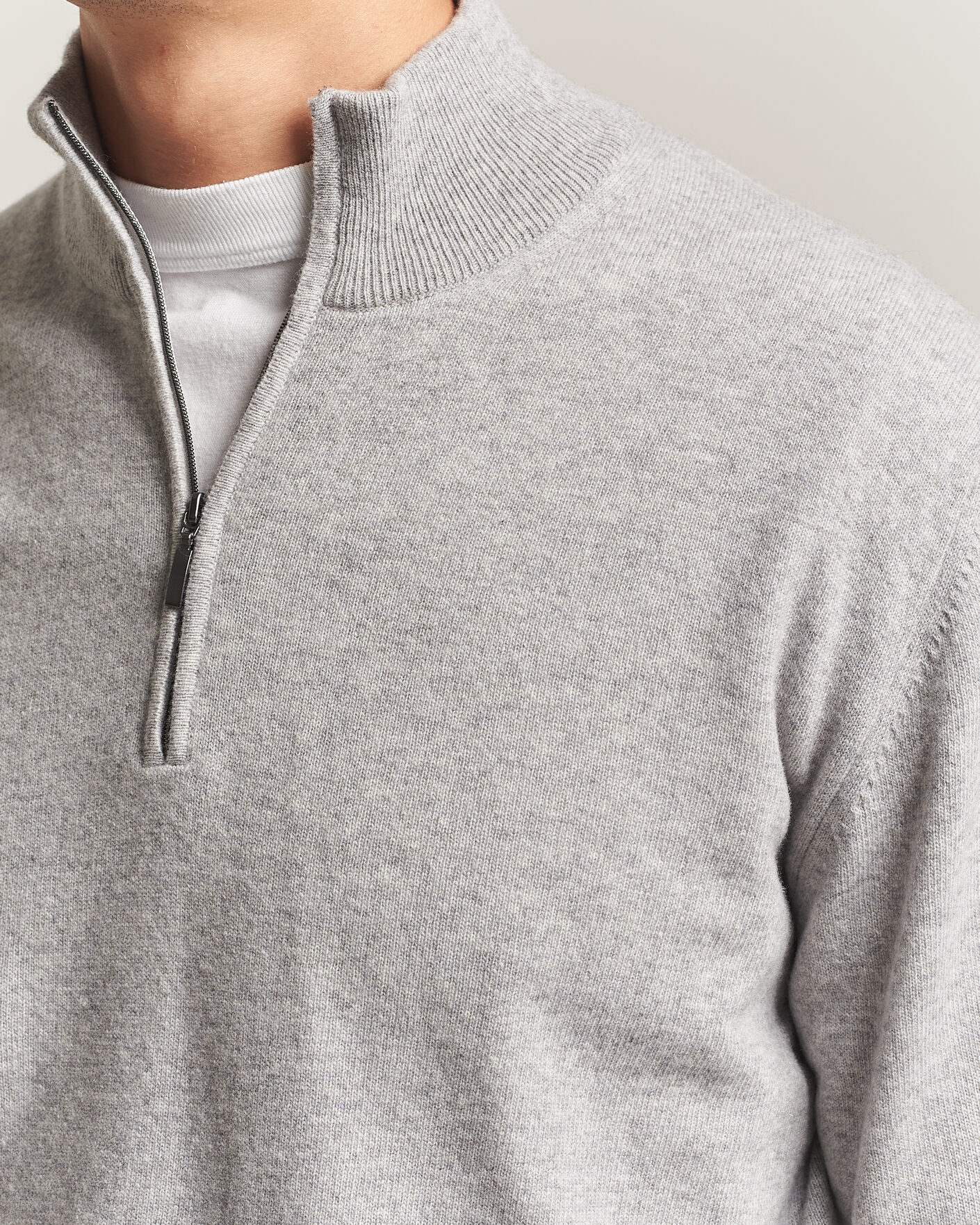 Morgano Wool/Cashmere Half-Zip Mid Grey at CareOfCarl.com