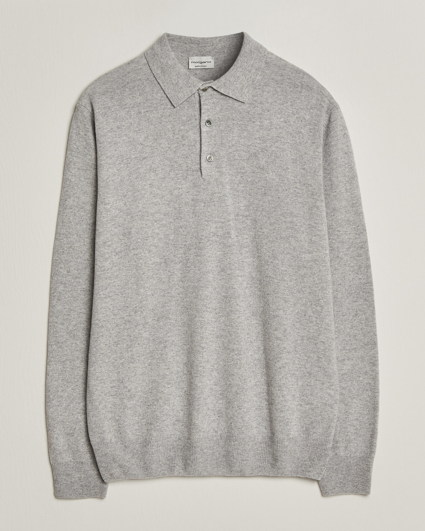 Men | Sweaters & Knitwear | Morgano | Wool/Cashmere Polo Mid Grey