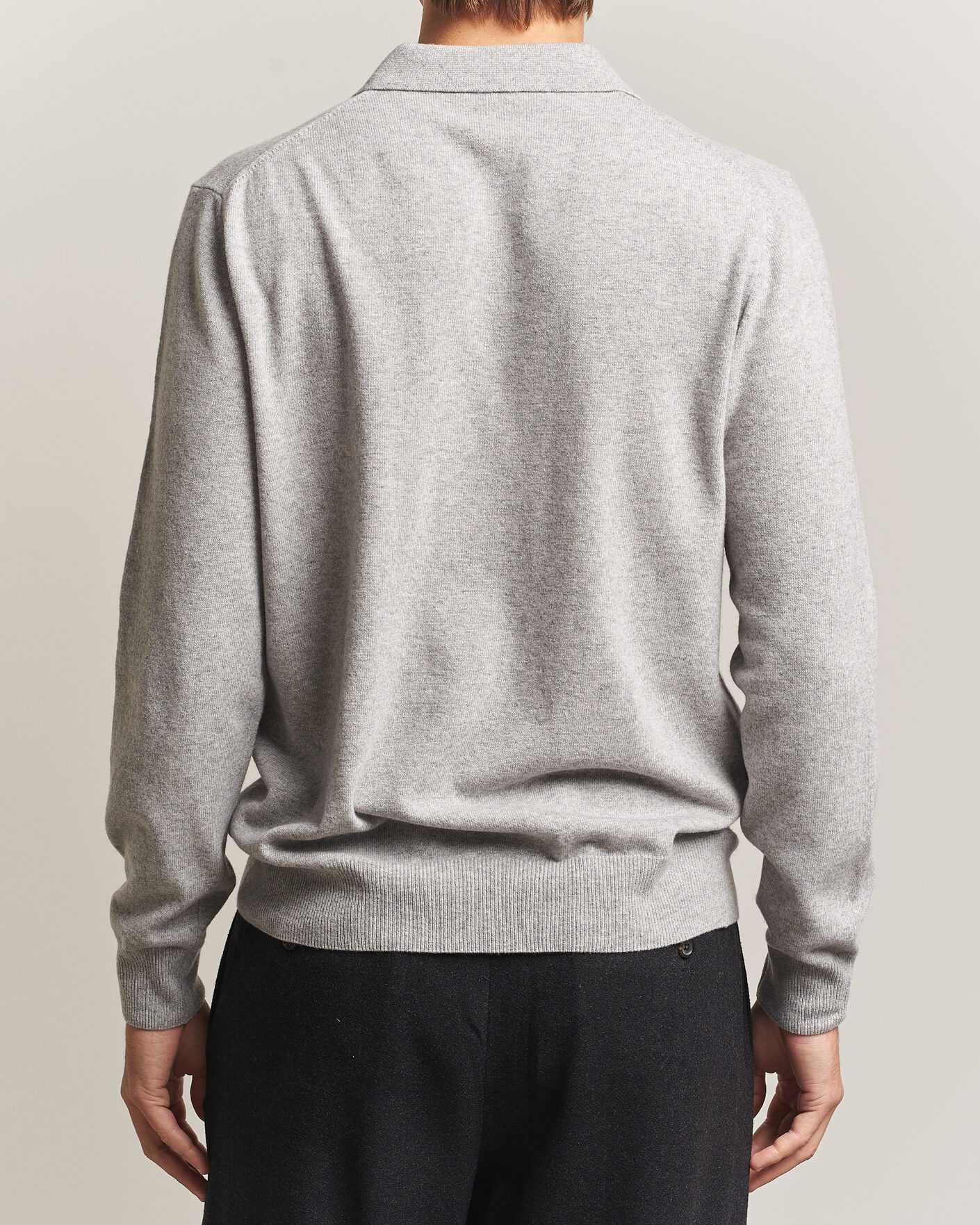 Men | Sweaters & Knitwear | Morgano | Wool/Cashmere Polo Mid Grey