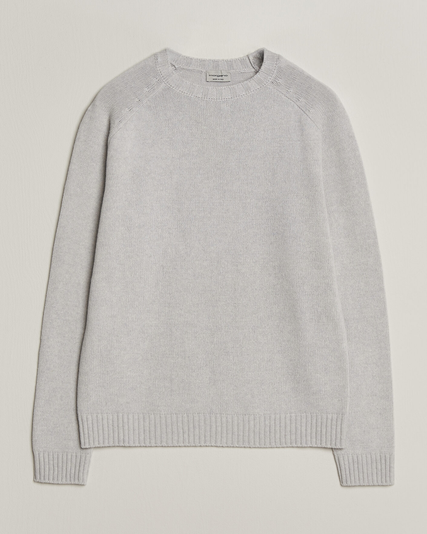 Men | Sweaters & Knitwear | Morgano | Heavy Knitted Wool/Cashmere Crewneck Light Grey