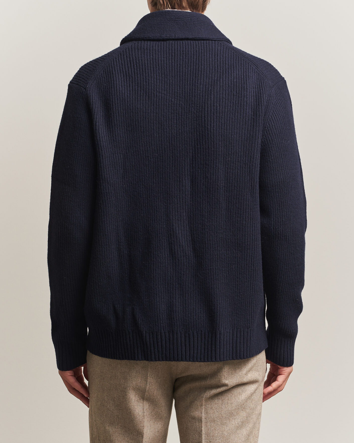 Men | Sweaters & Knitwear | Charles Tyrwhitt | Chunky Merino Shawl Neck Cardigan Navy