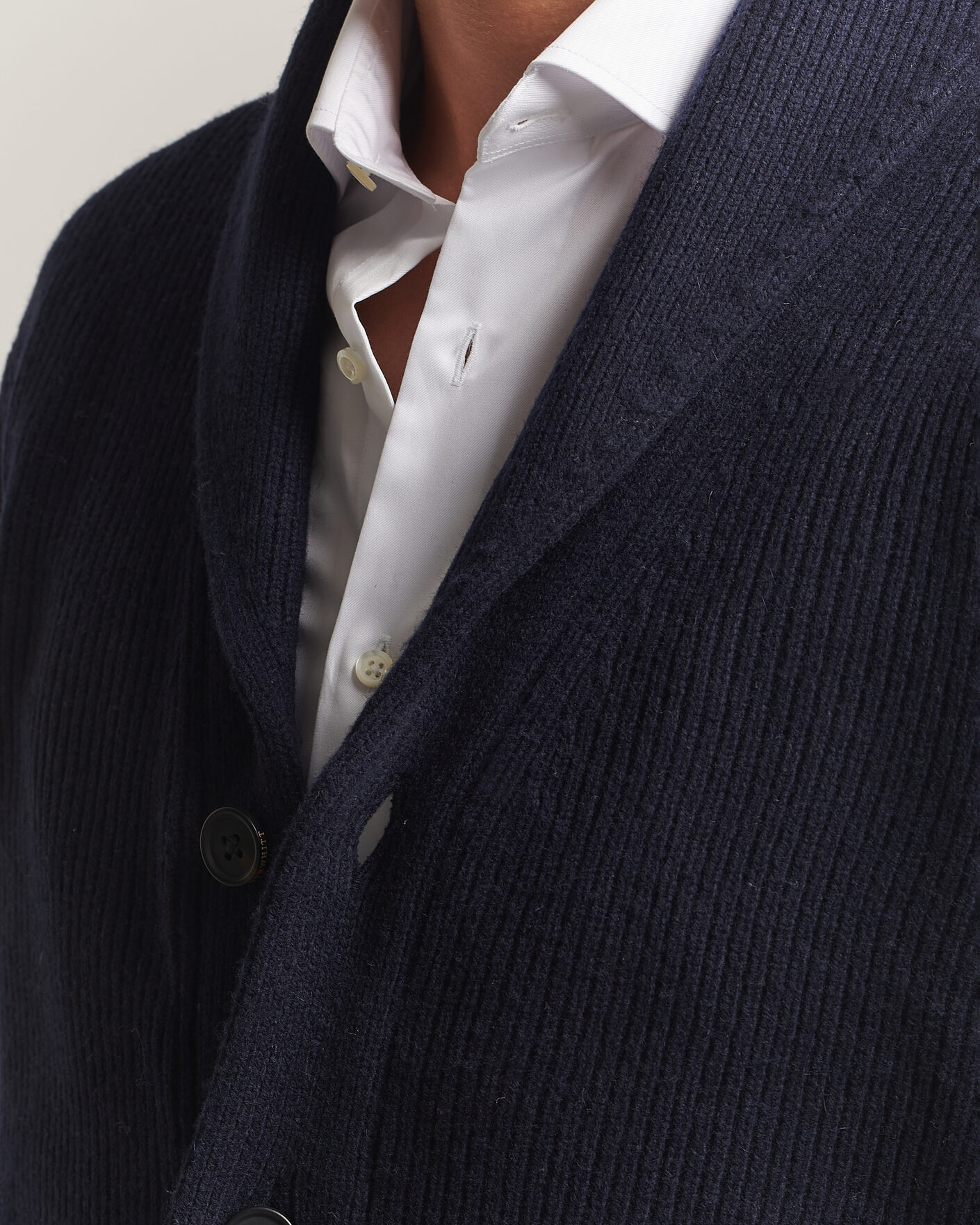 Men | Sweaters & Knitwear | Charles Tyrwhitt | Chunky Merino Shawl Neck Cardigan Navy