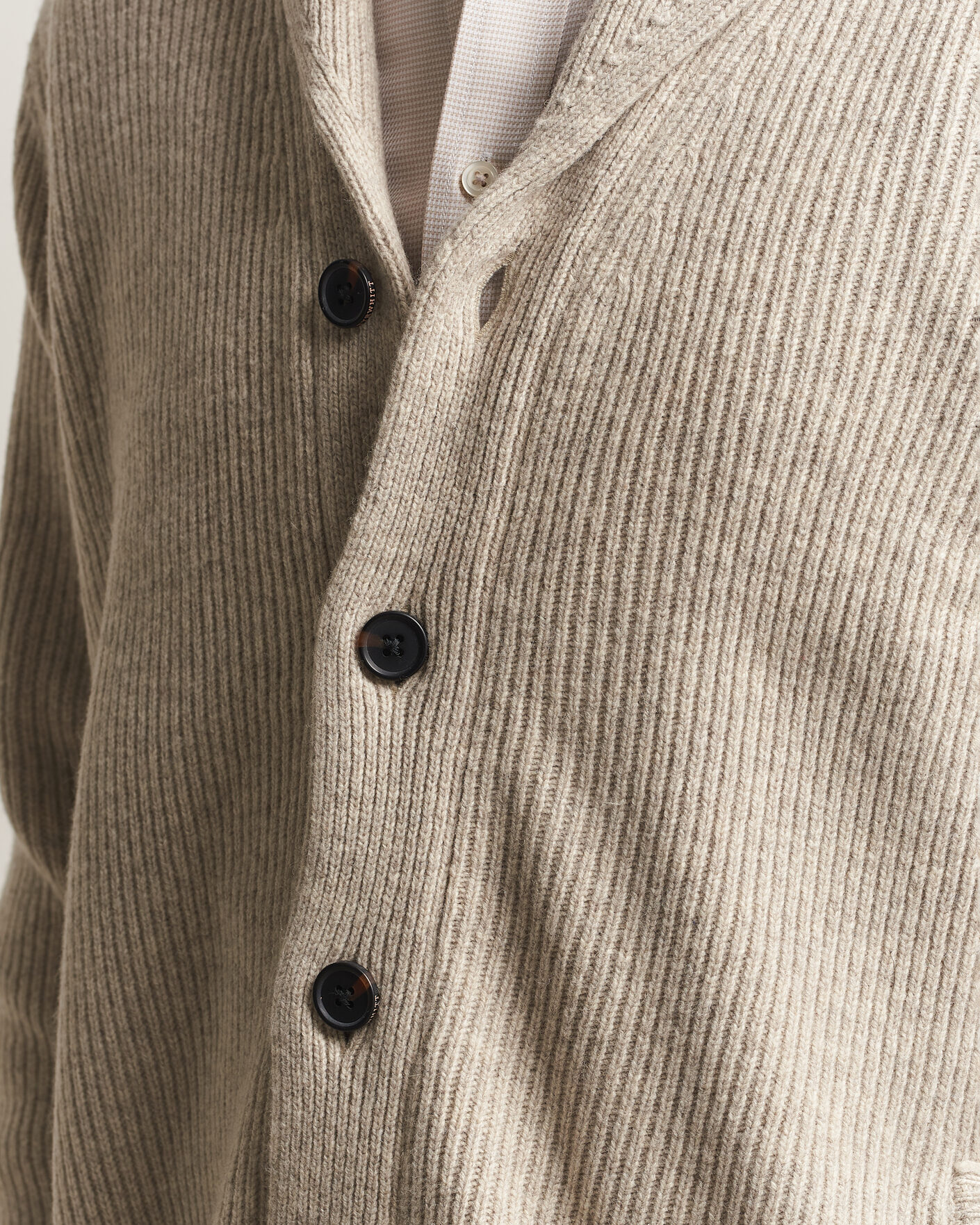 Men | Sweaters & Knitwear | Charles Tyrwhitt | Chunky Merino Shawl Neck Cardigan Oat