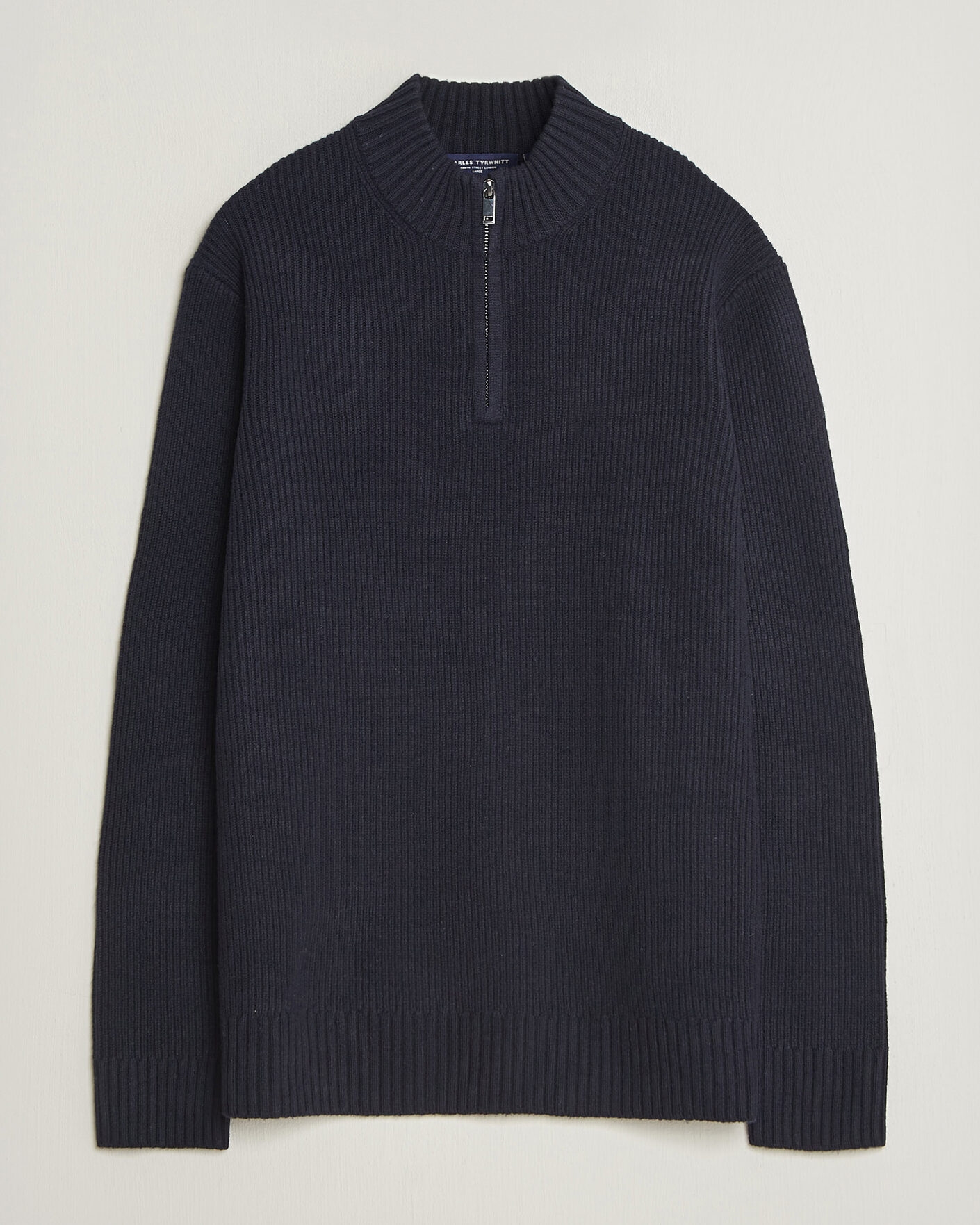Men | Sweaters & Knitwear | Charles Tyrwhitt | Chunky Merino Zip Neck Navy