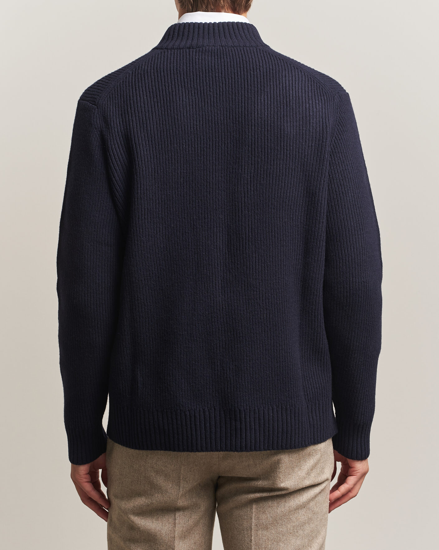 Men | Sweaters & Knitwear | Charles Tyrwhitt | Chunky Merino Zip Neck Navy