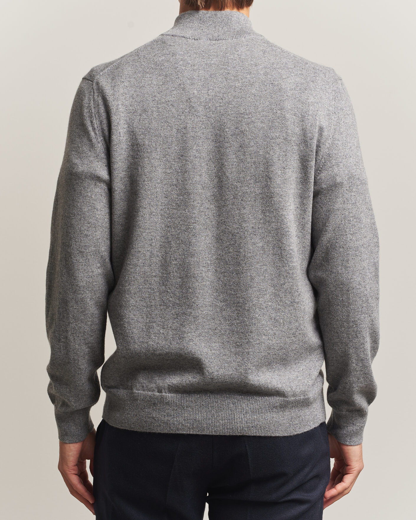 Men | Sweaters & Knitwear | Charles Tyrwhitt | Pure Cashmere Zip Neck Jumper Grey