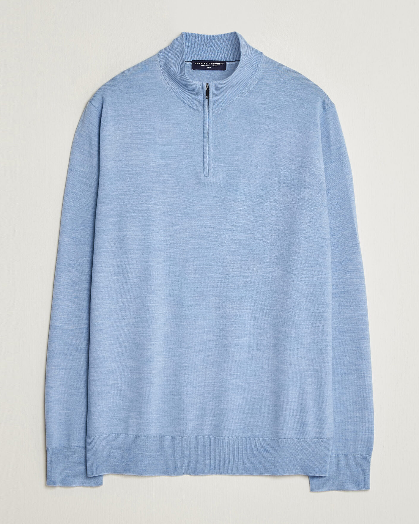 Charles Tyrwhitt Pure Merino Zip Neck Jumper Cornflower Blue at
