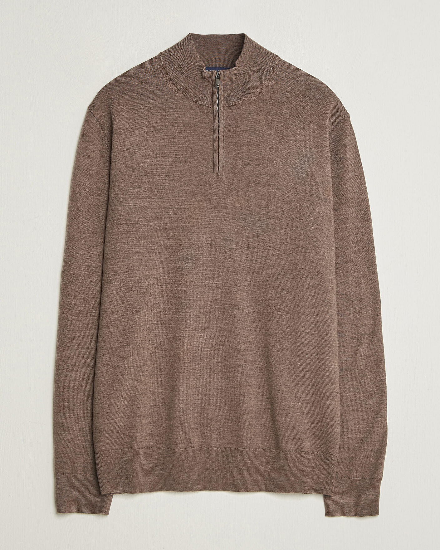 Men | Sweaters & Knitwear | Charles Tyrwhitt | Pure Merino Zip Neck Jumper Mocha