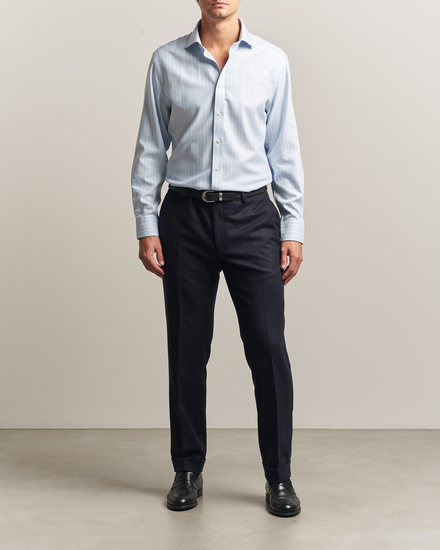Men | Shirts | Charles Tyrwhitt | Slim Fit Non Iron Herringbone Stripe Shirt Light Blue