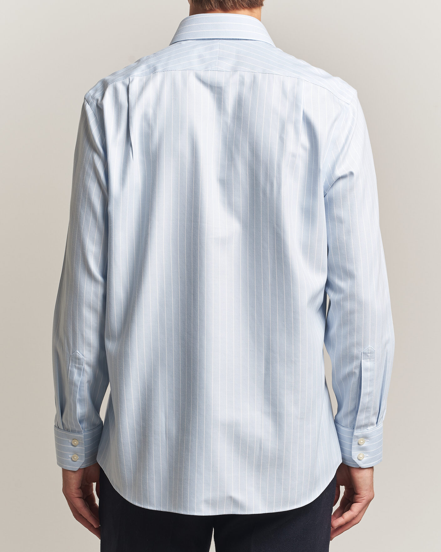Men | Shirts | Charles Tyrwhitt | Slim Fit Non Iron Herringbone Stripe Shirt Light Blue