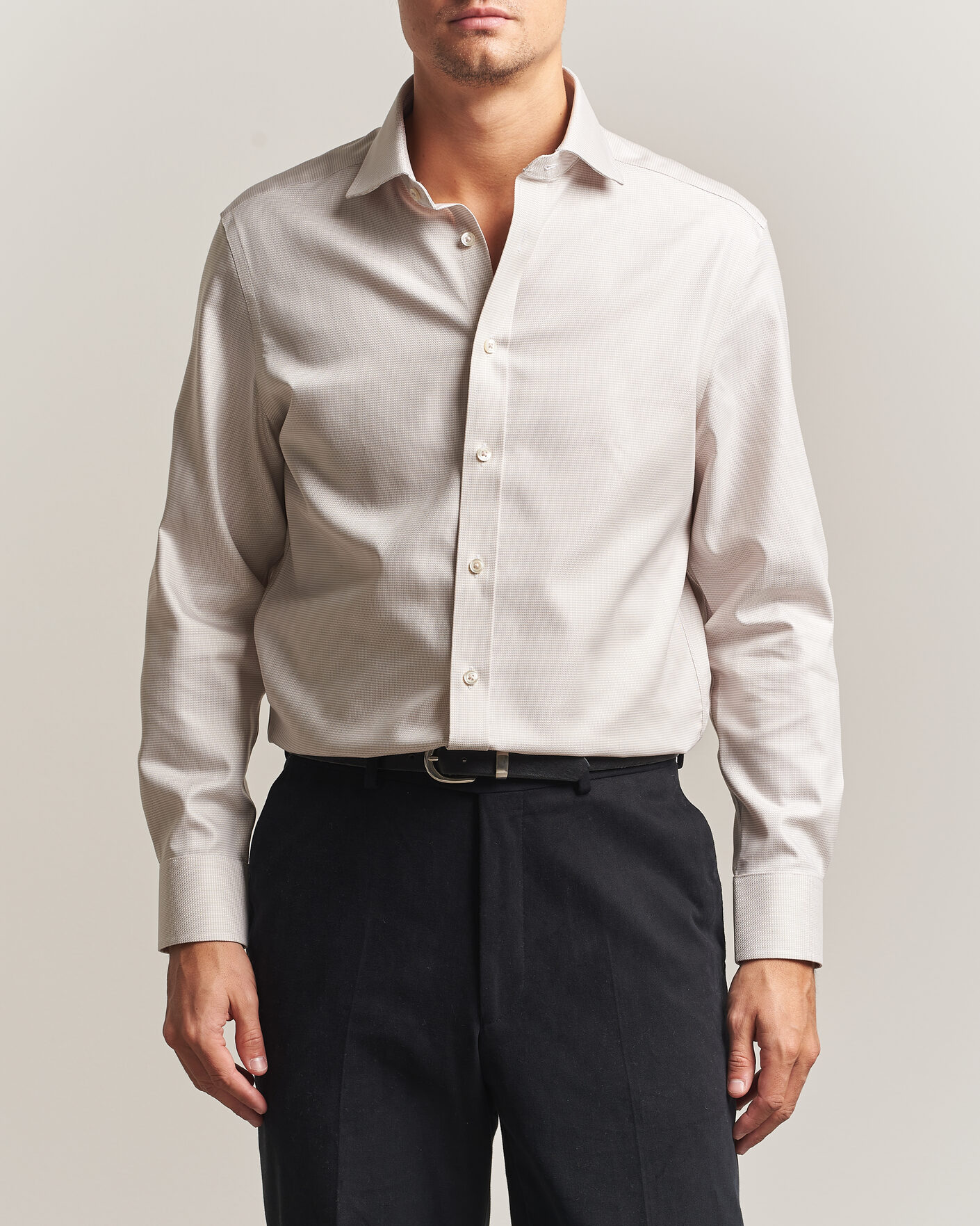 Men | Shirts | Charles Tyrwhitt | Slim Fit Non Iron Trafalgar Weave Shirt Stone