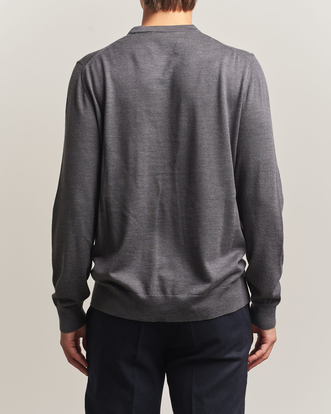 Men | Sweaters & Knitwear | Charles Tyrwhitt | Pure Merino Crew Neck Jumper Grey