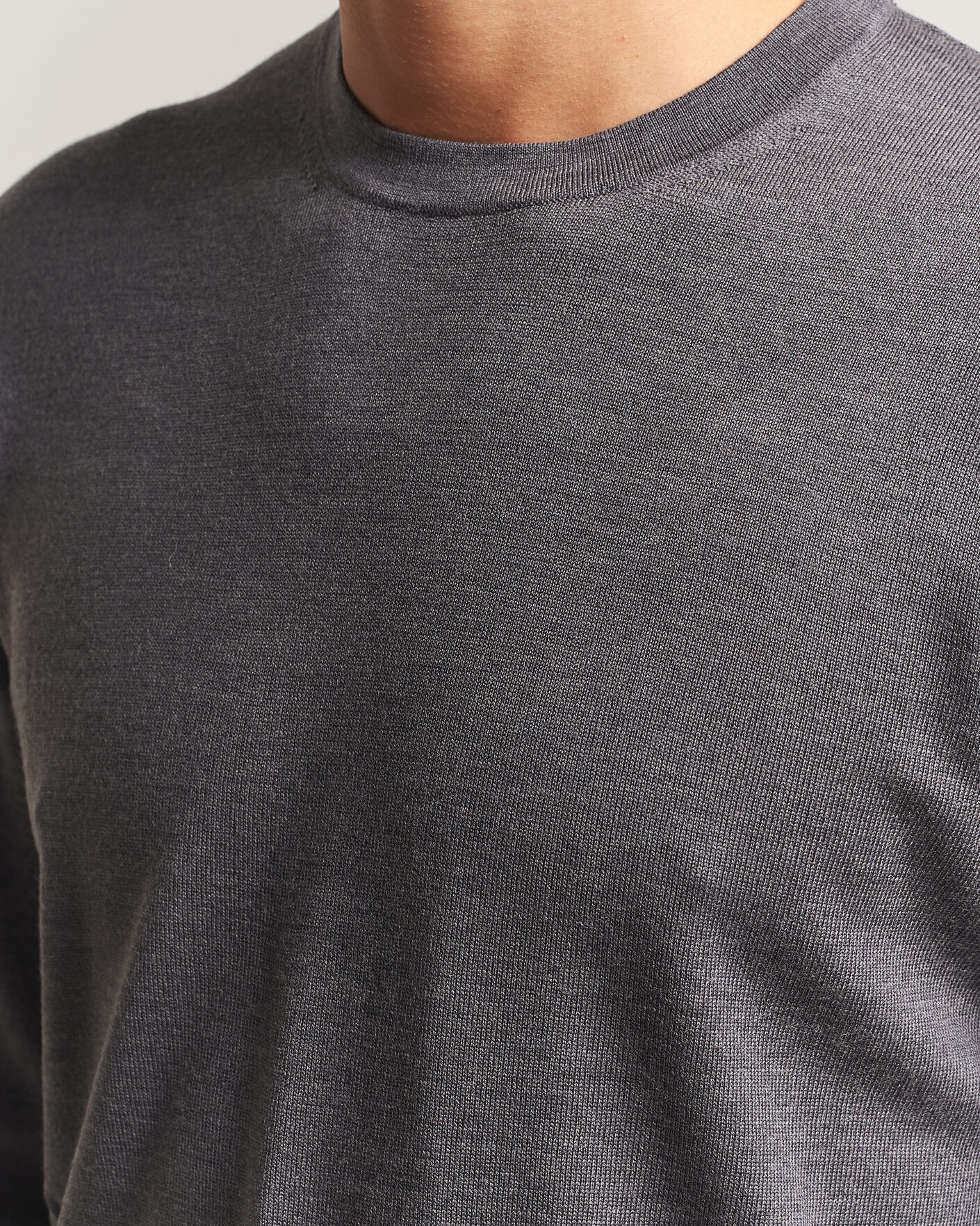 Men | Sweaters & Knitwear | Charles Tyrwhitt | Pure Merino Crew Neck Jumper Grey