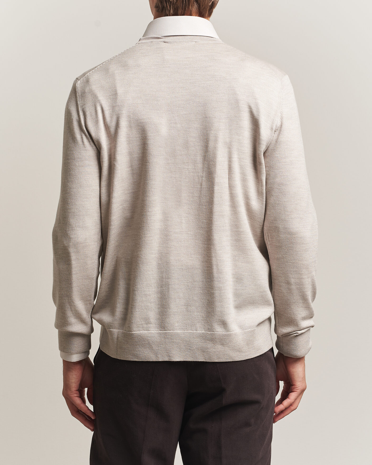 Men | Sweaters & Knitwear | Charles Tyrwhitt | Pure Merino Crew Neck Jumper Limestone