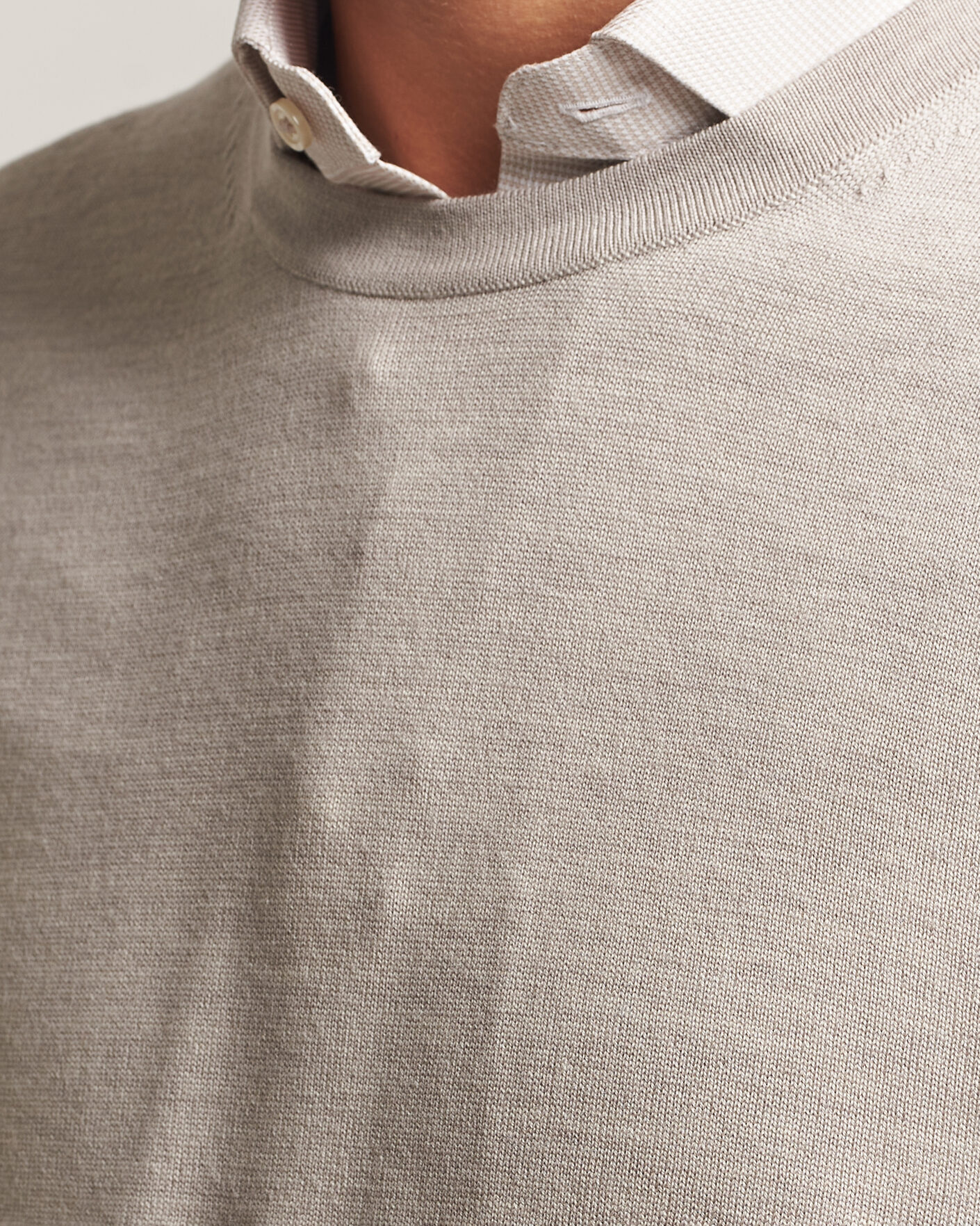 Men | Sweaters & Knitwear | Charles Tyrwhitt | Pure Merino Crew Neck Jumper Limestone