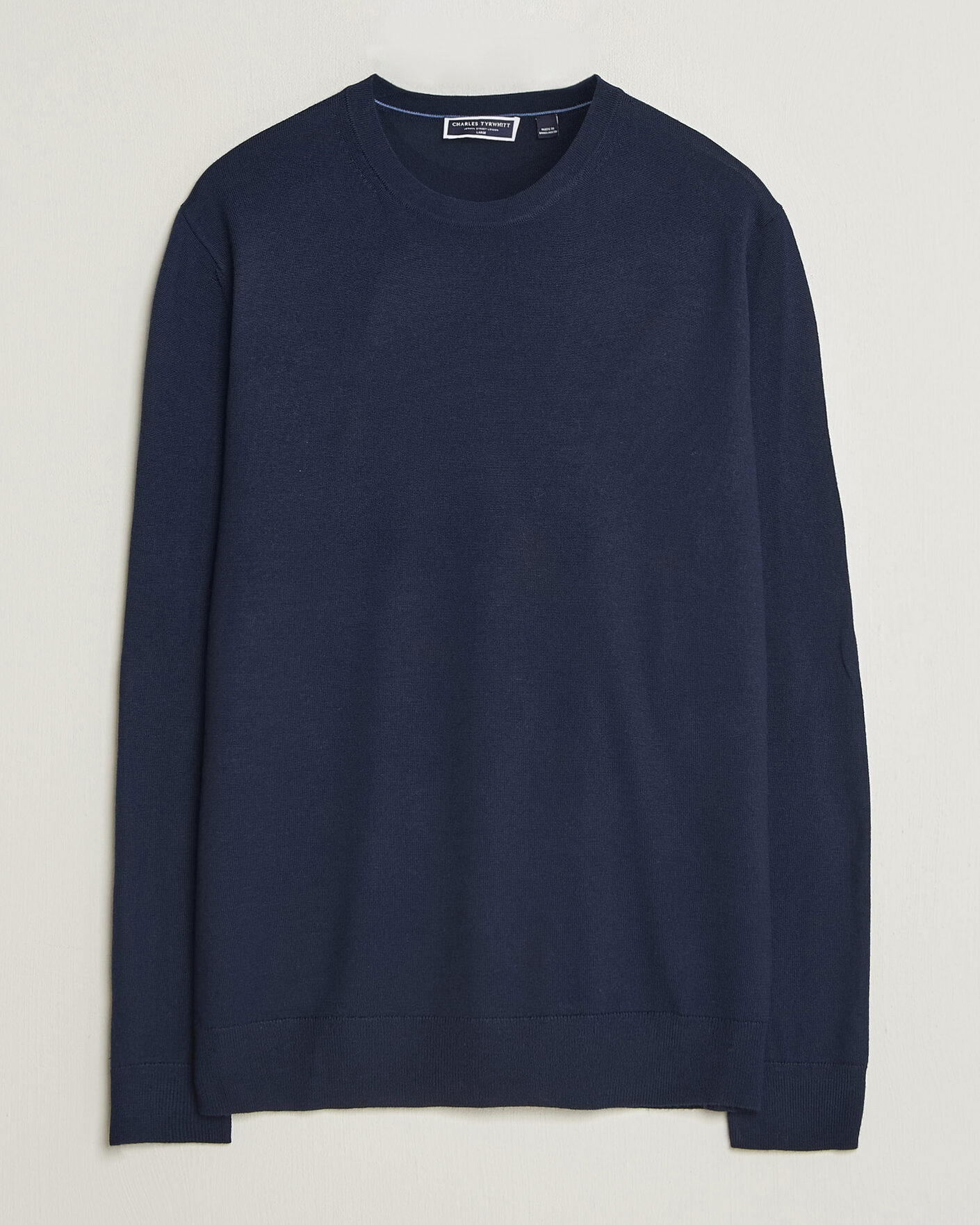 Men | Sweaters & Knitwear | Charles Tyrwhitt | Pure Merino Crew Neck Jumper Navy
