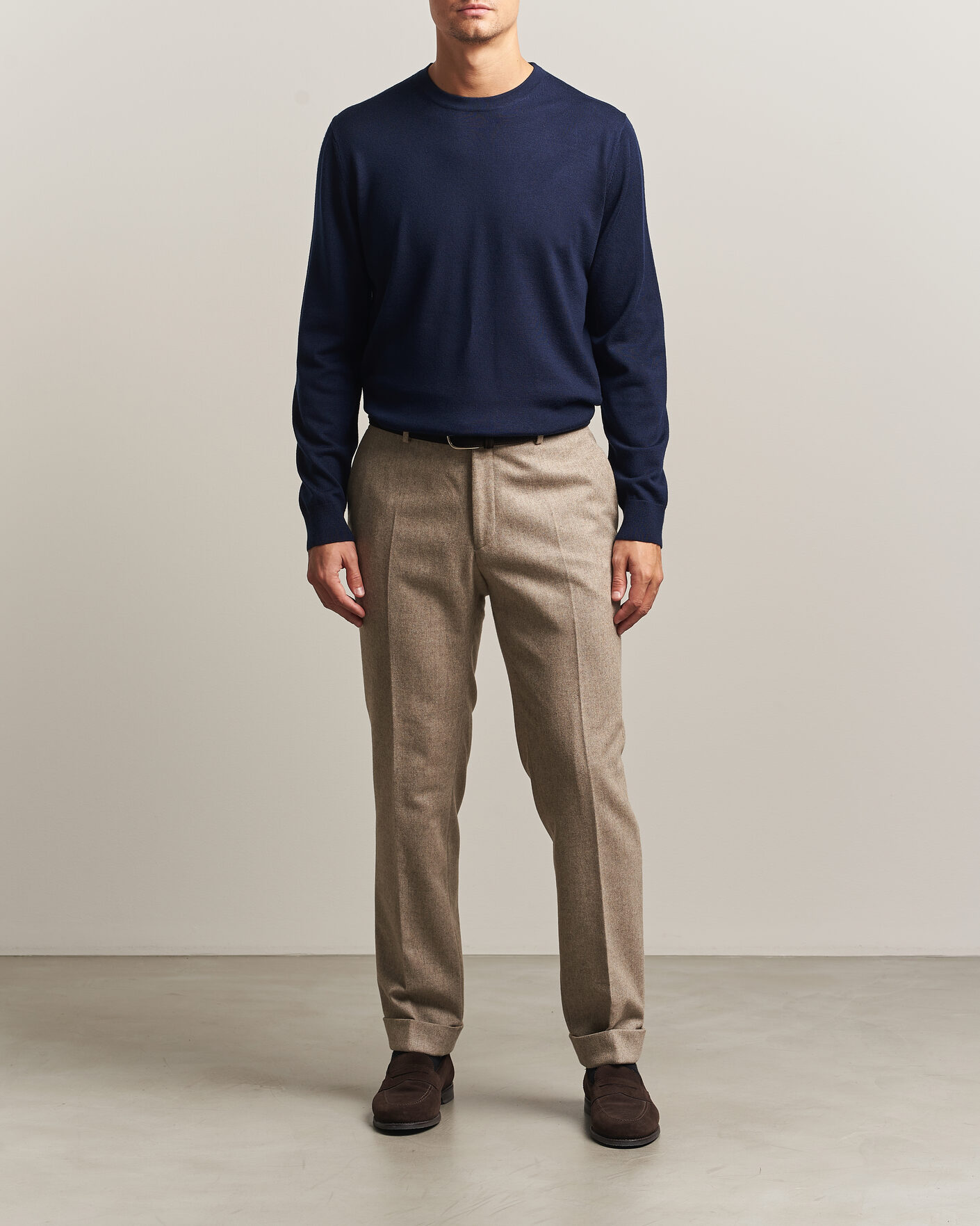 Men | Sweaters & Knitwear | Charles Tyrwhitt | Pure Merino Crew Neck Jumper Navy