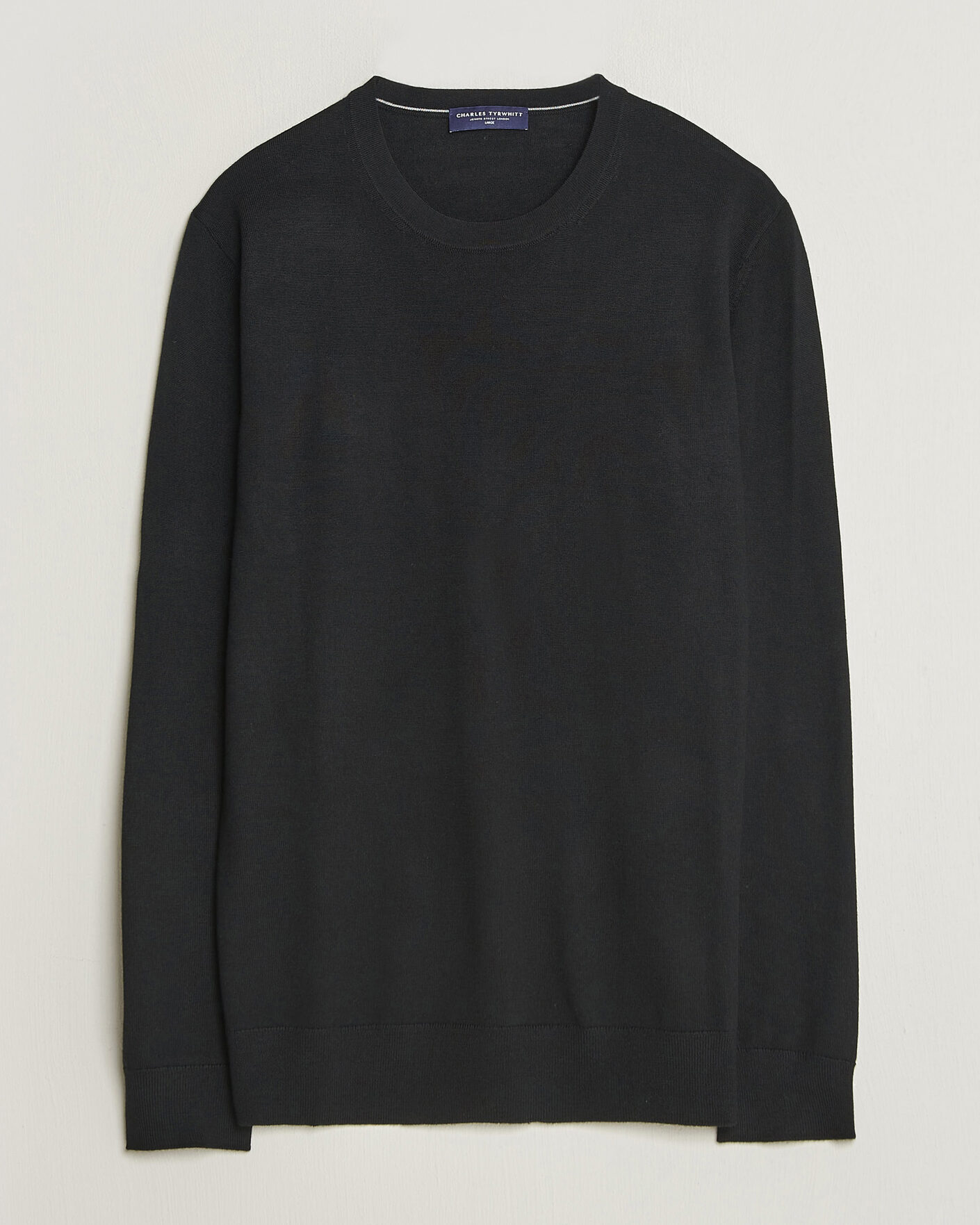 Men | Sweaters & Knitwear | Charles Tyrwhitt | Pure Merino Crew Neck Jumper Black