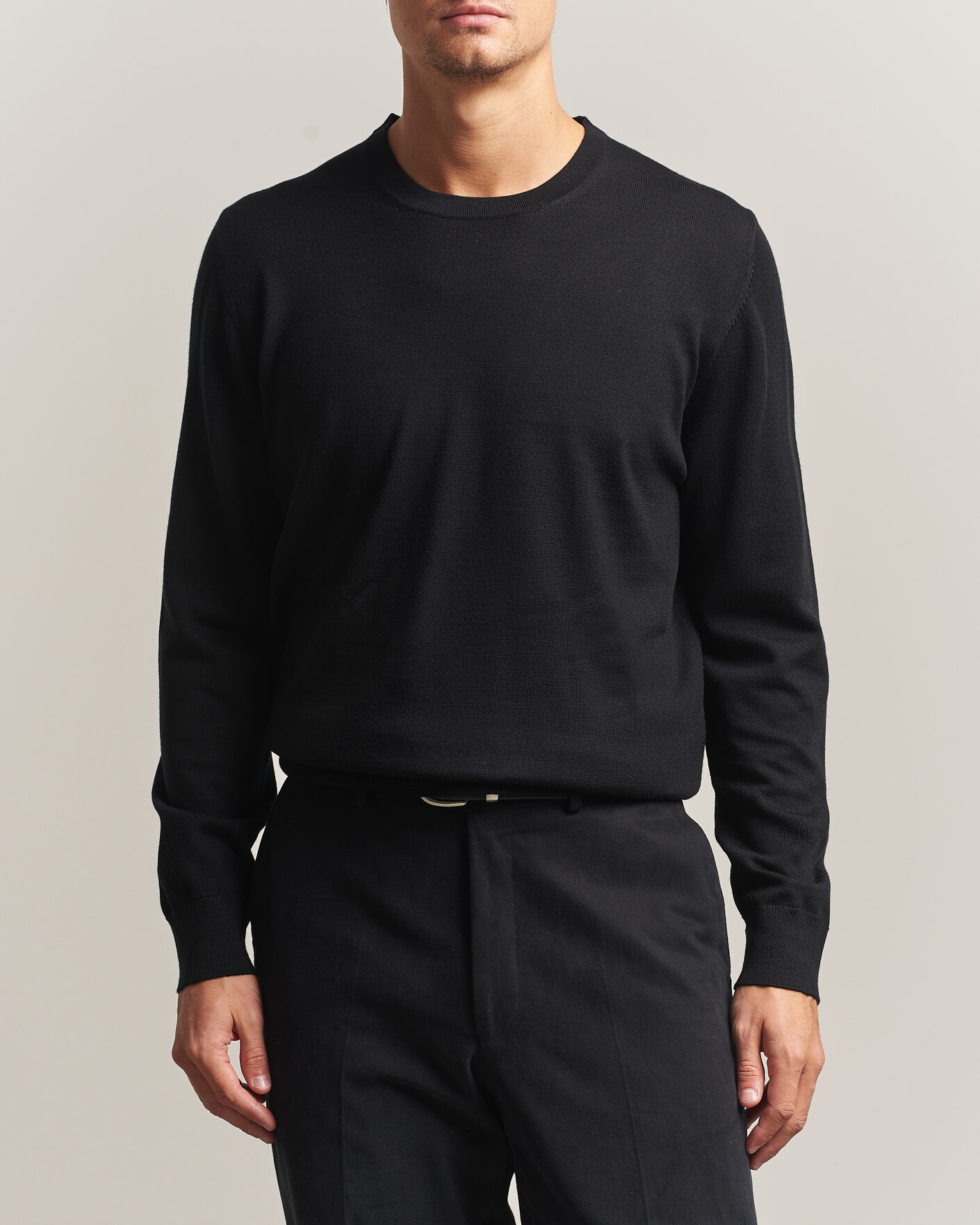 Men | Sweaters & Knitwear | Charles Tyrwhitt | Pure Merino Crew Neck Jumper Black