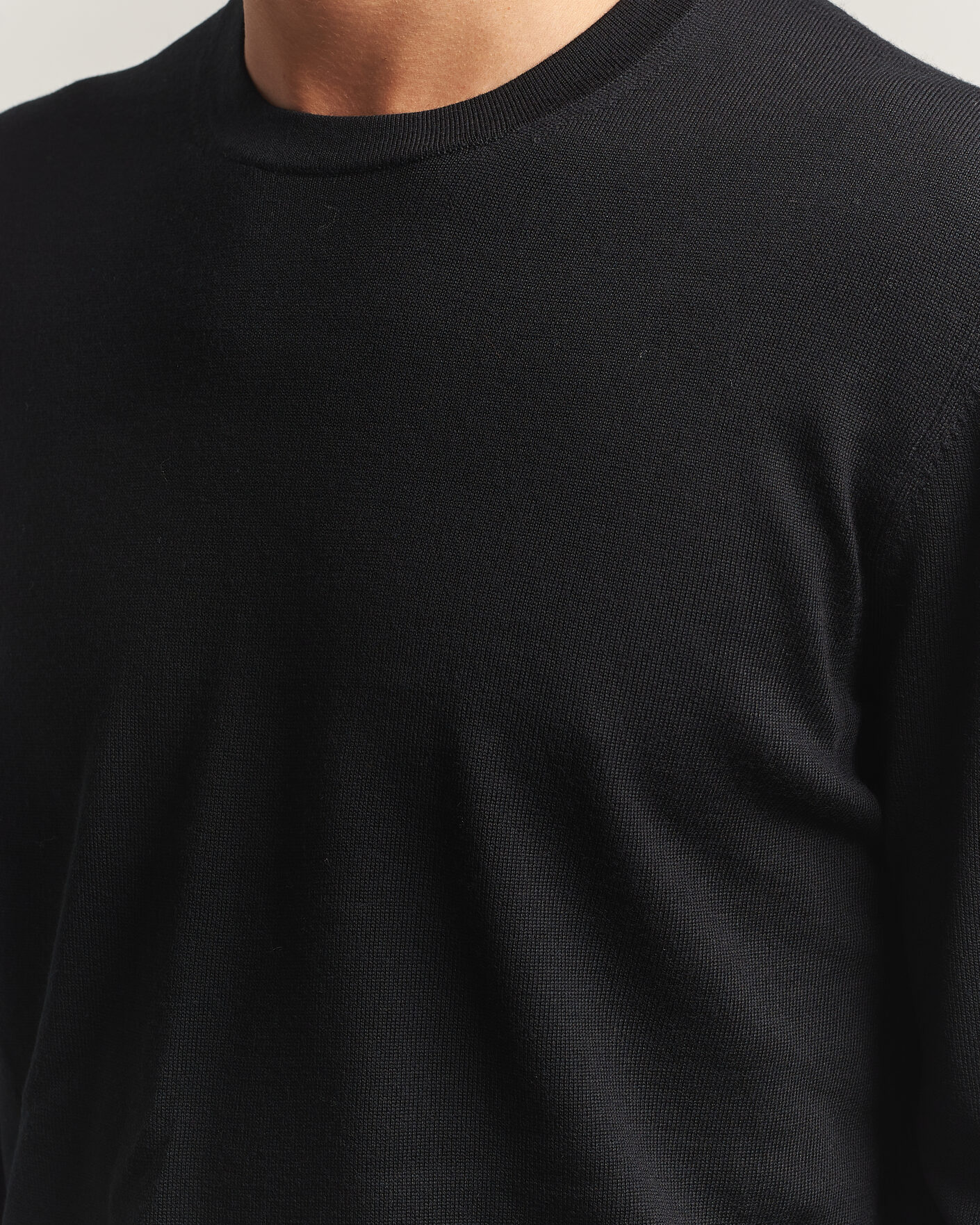 Men | Sweaters & Knitwear | Charles Tyrwhitt | Pure Merino Crew Neck Jumper Black