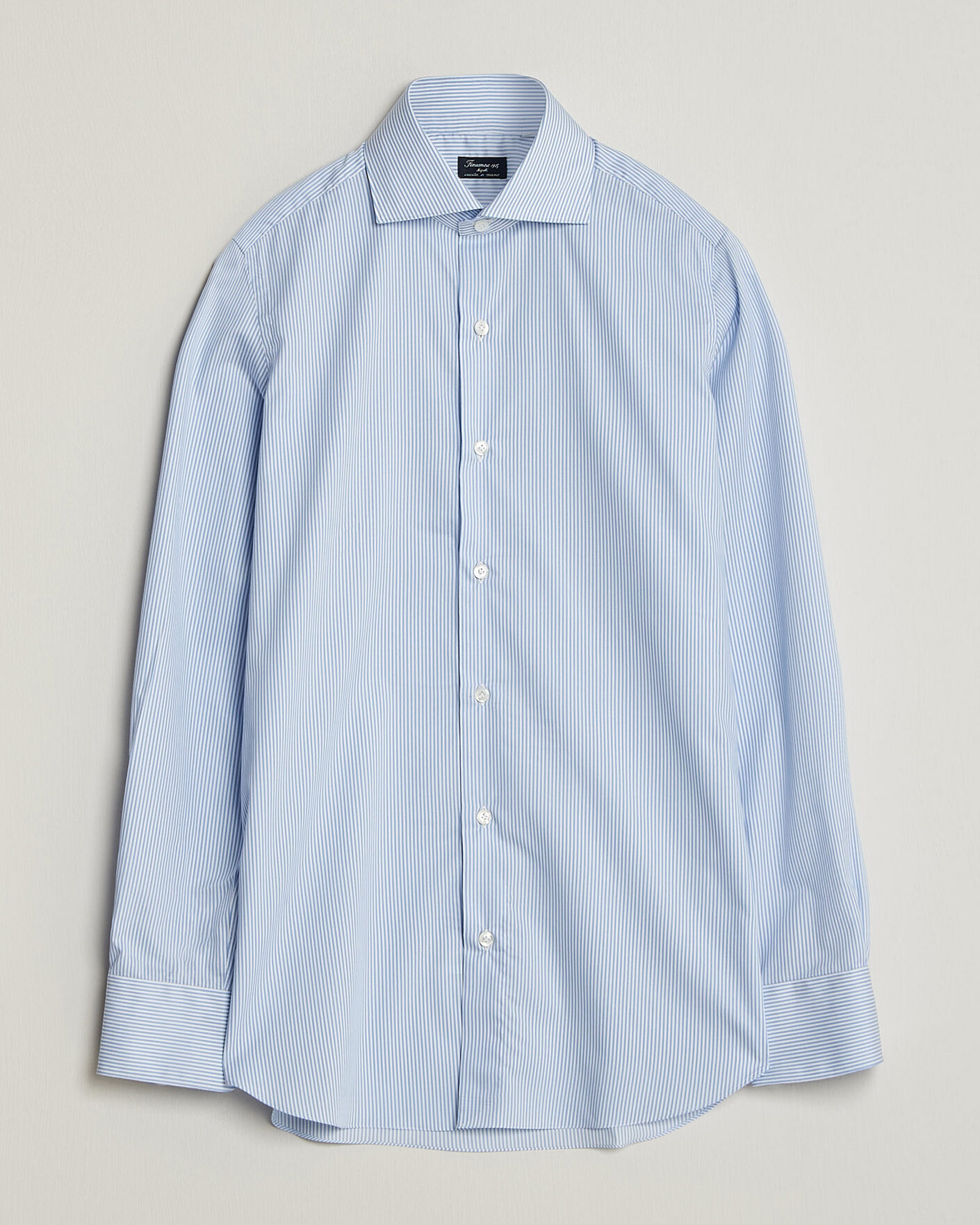 Men | Shirts | Finamore Napoli | Milano Slim Traveller Cotton Shirt Blue Stripe