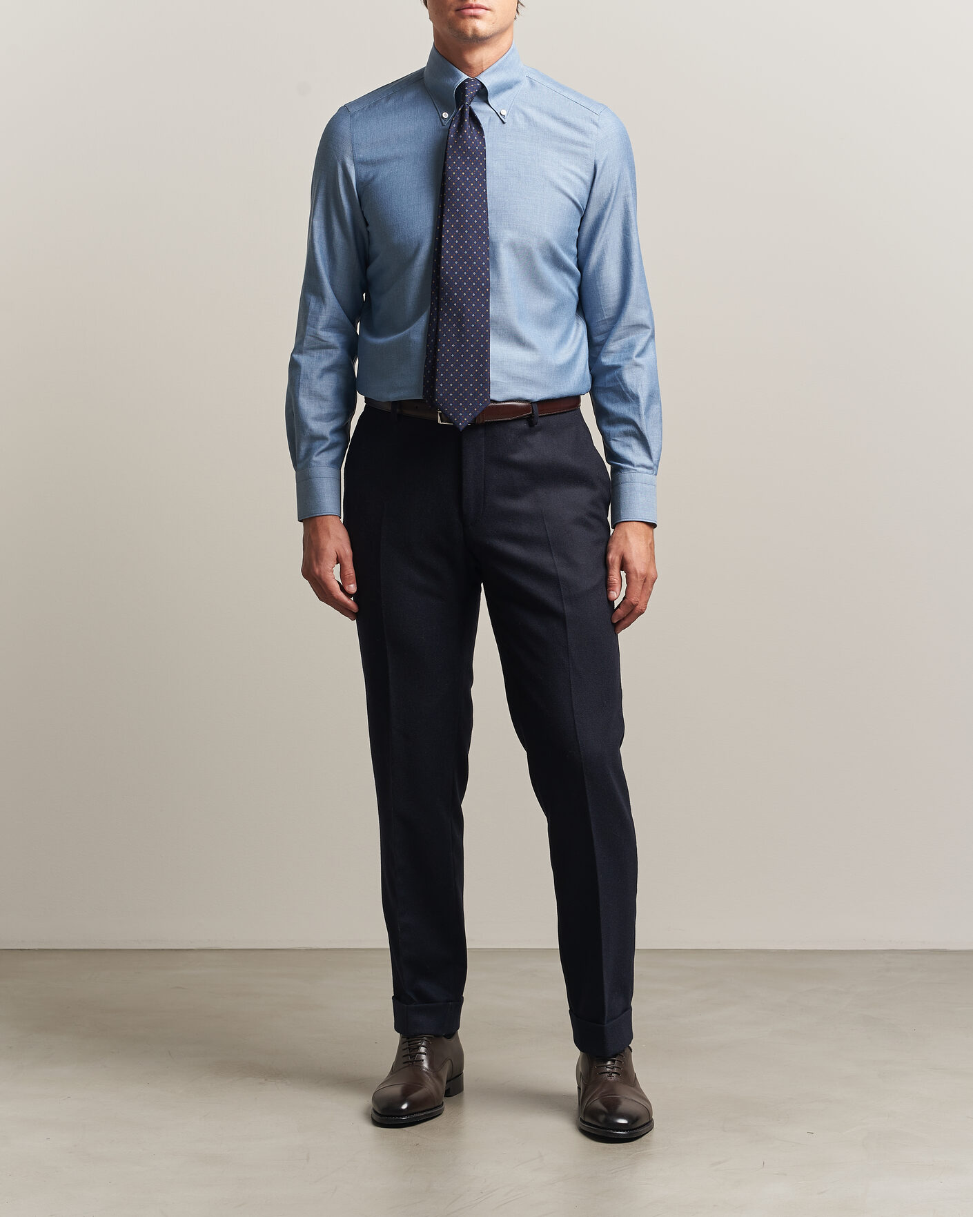 Men | Shirts | Finamore Napoli | Milano Slim Cashmere BD Shirt Light Blue