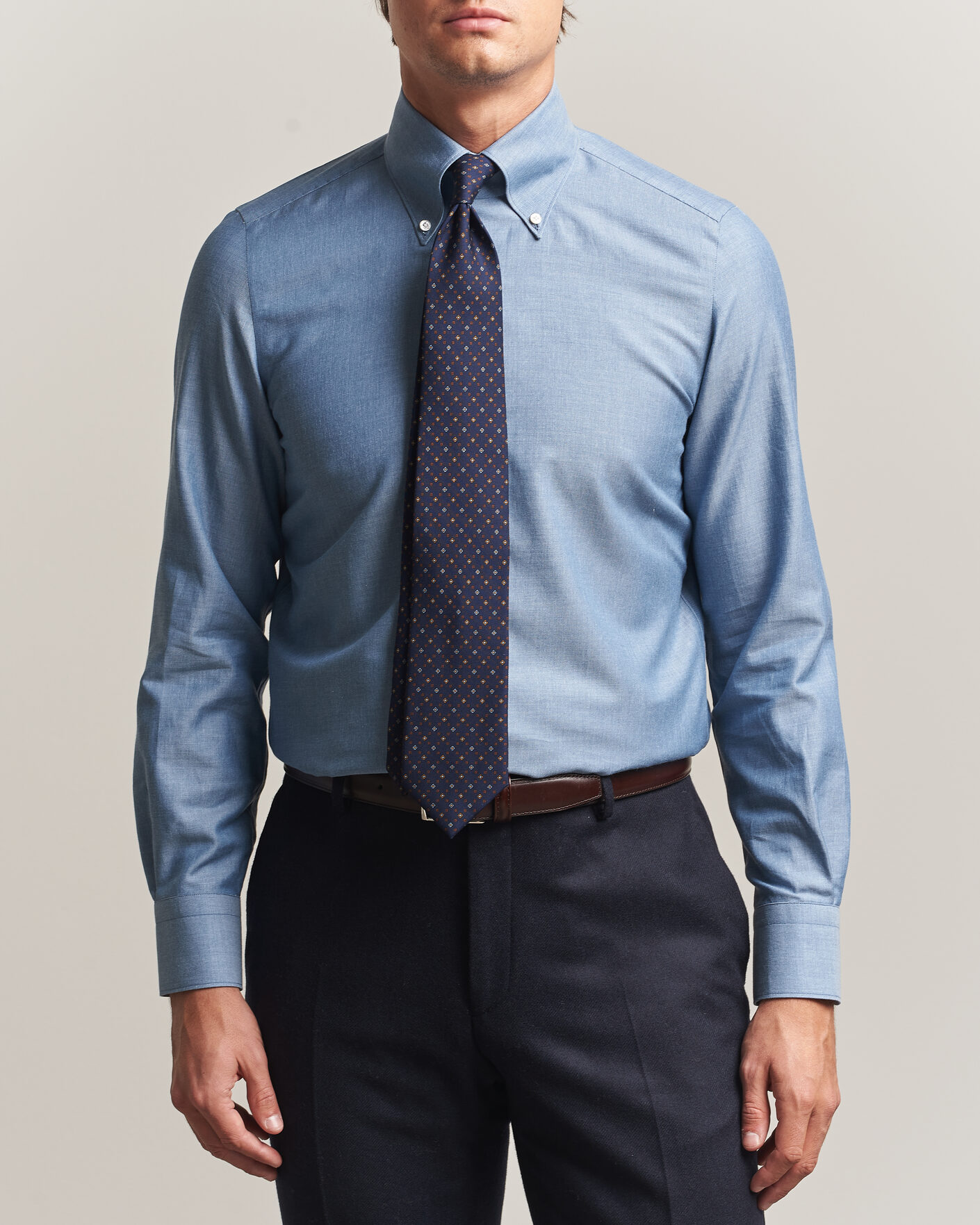 Men | Shirts | Finamore Napoli | Milano Slim Cashmere BD Shirt Light Blue