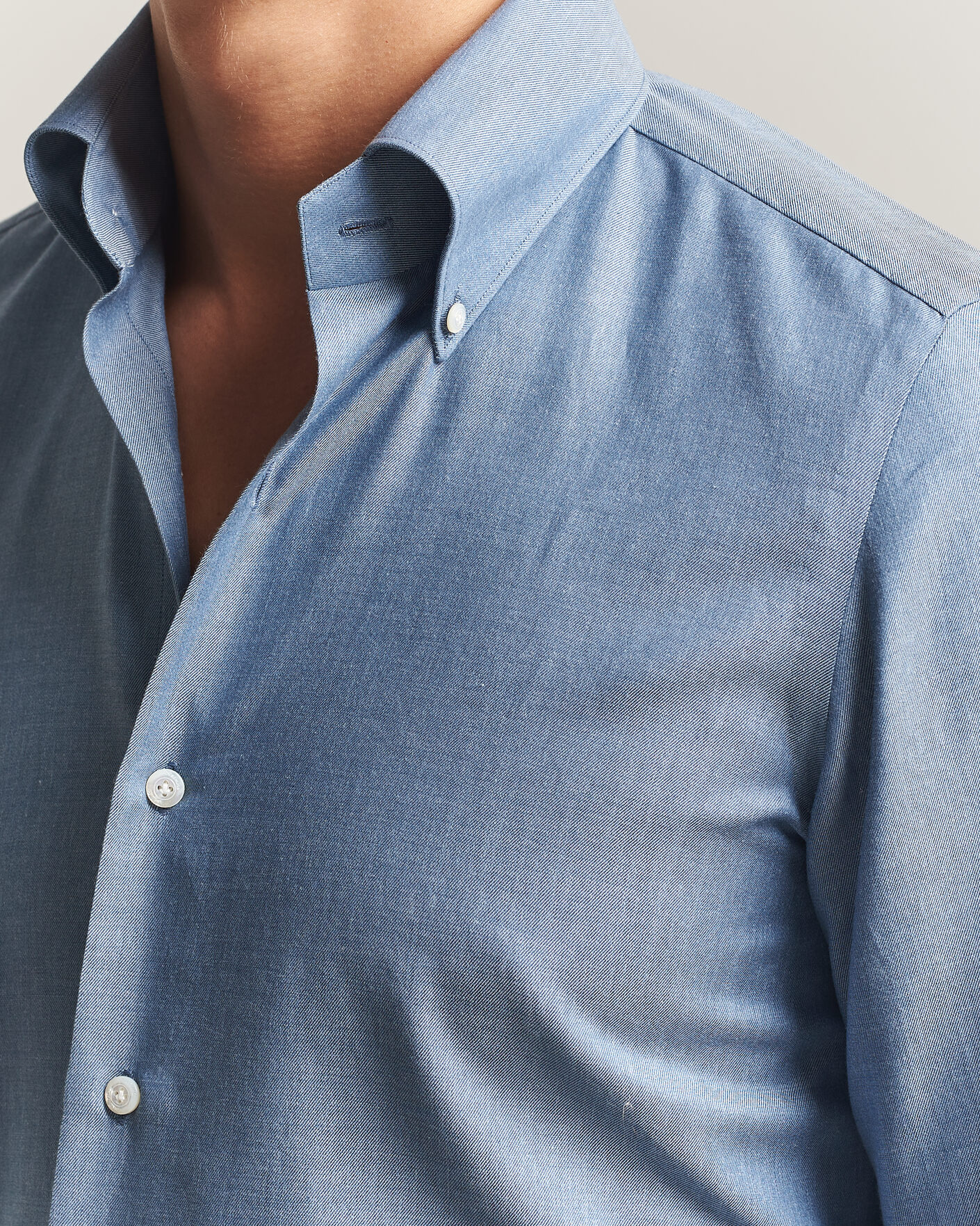 Men | Shirts | Finamore Napoli | Milano Slim Cashmere BD Shirt Light Blue