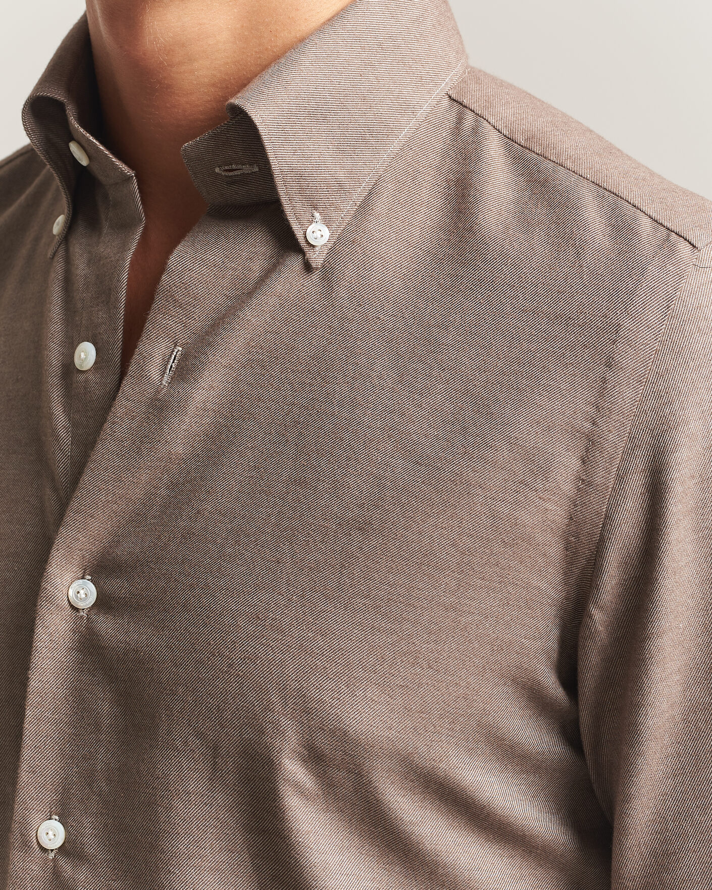 Men | Shirts | Finamore Napoli | Milano Slim Cashmere BD Shirt Brown