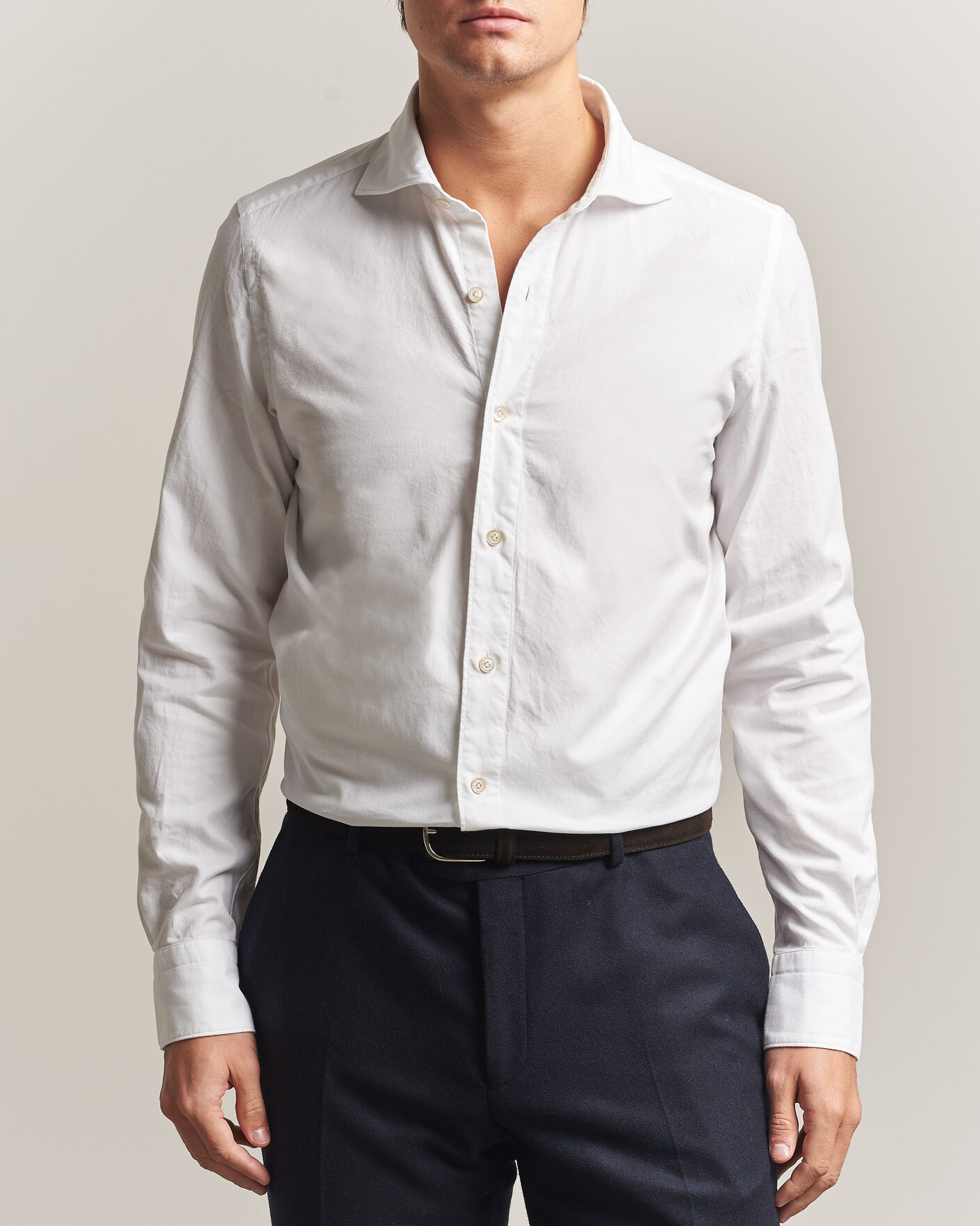 Men | Shirts | Finamore Napoli | Gaeta Flannel Sport Shirt White