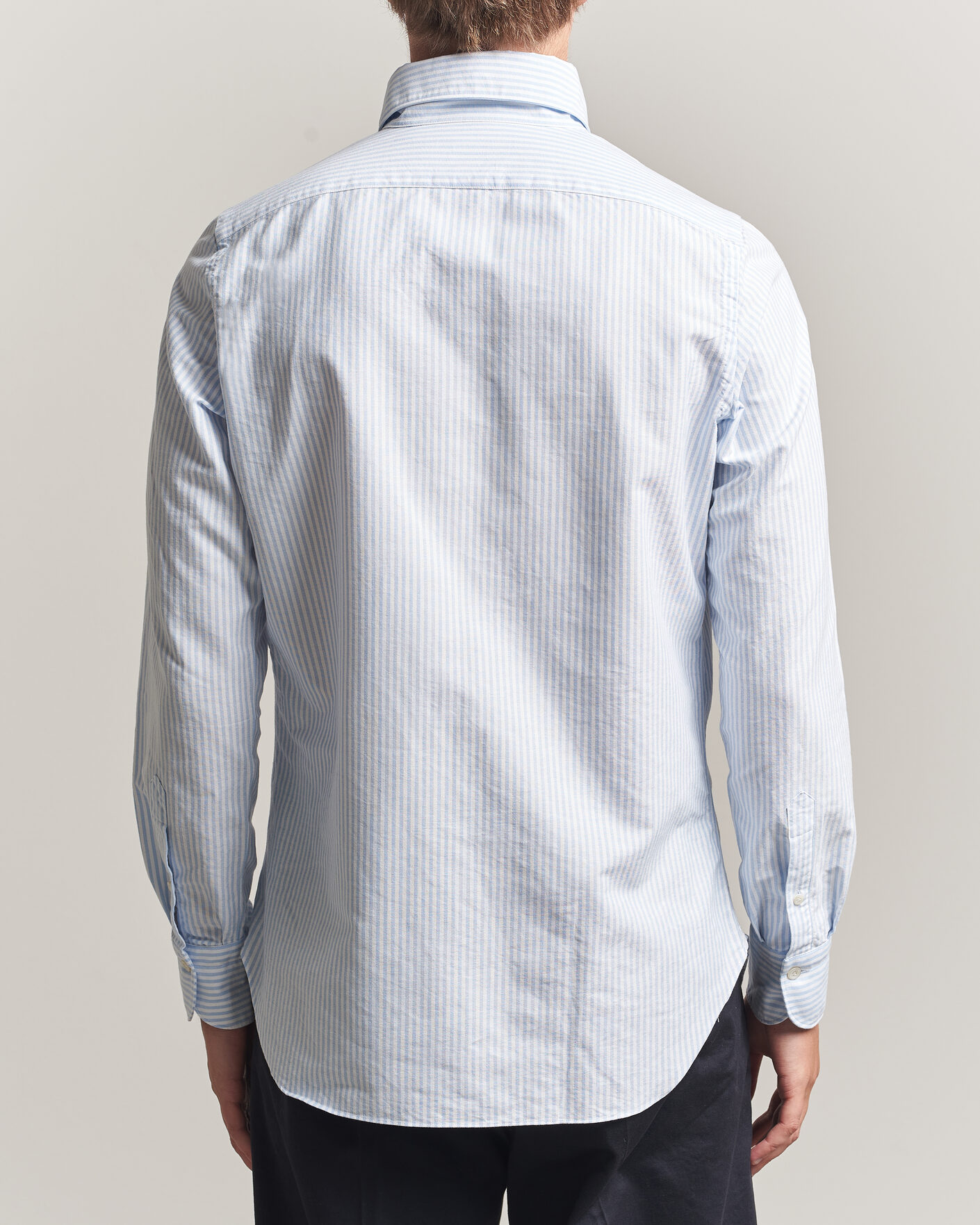 Men | Shirts | Finamore Napoli | Gaeta Oxford Button Down Shirt Light Blue Stripe