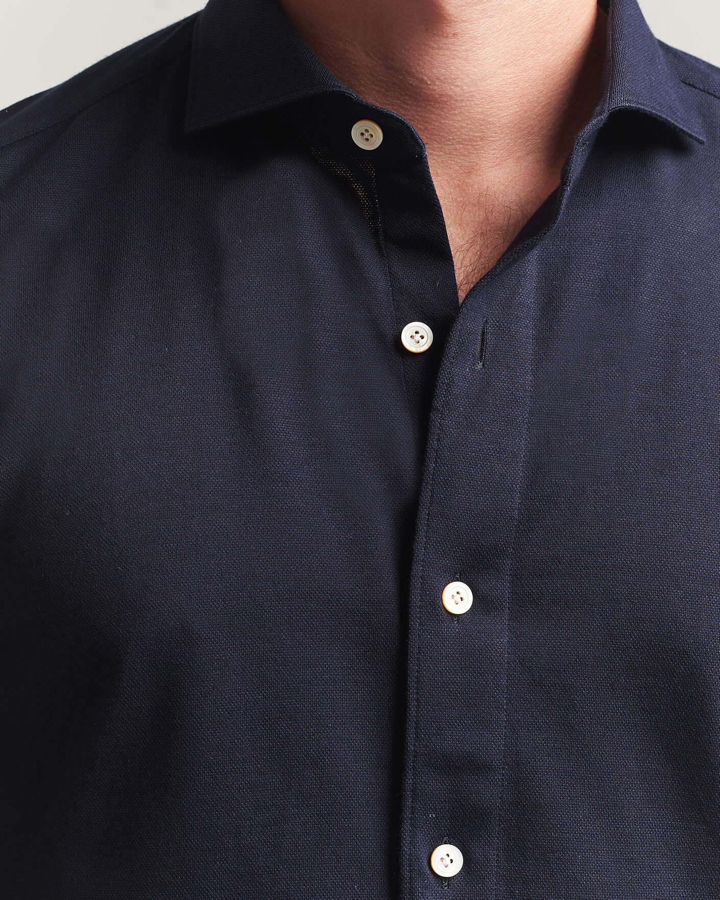 Finamore Napoli Cotton/Cashmere Jersey Shirt Navy at CareOfCarl.com