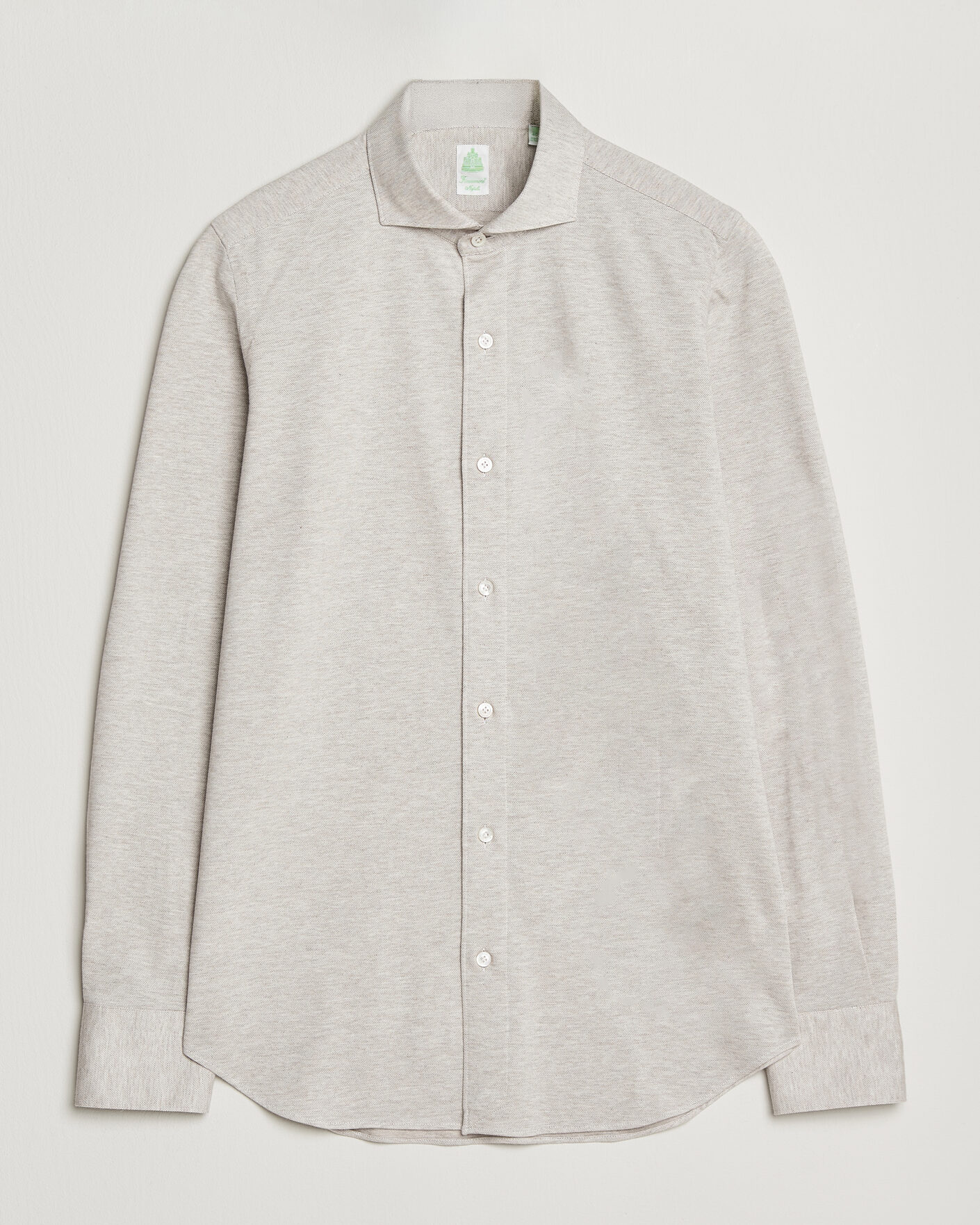 Finamore Napoli Cotton/Cashmere Jersey Shirt Beige at CareOfCarl.com