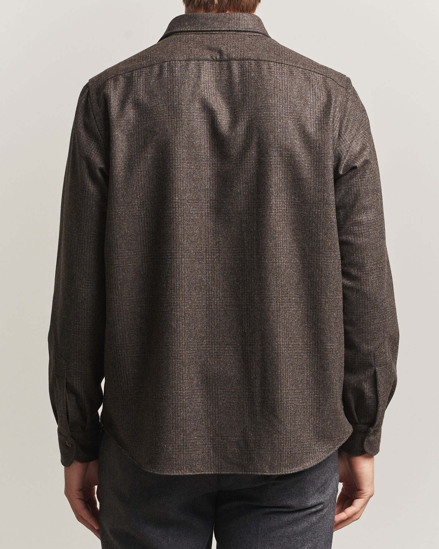 Men | Shirts | Finamore Napoli | Wool Houndstooth Overshirt Dark Brown