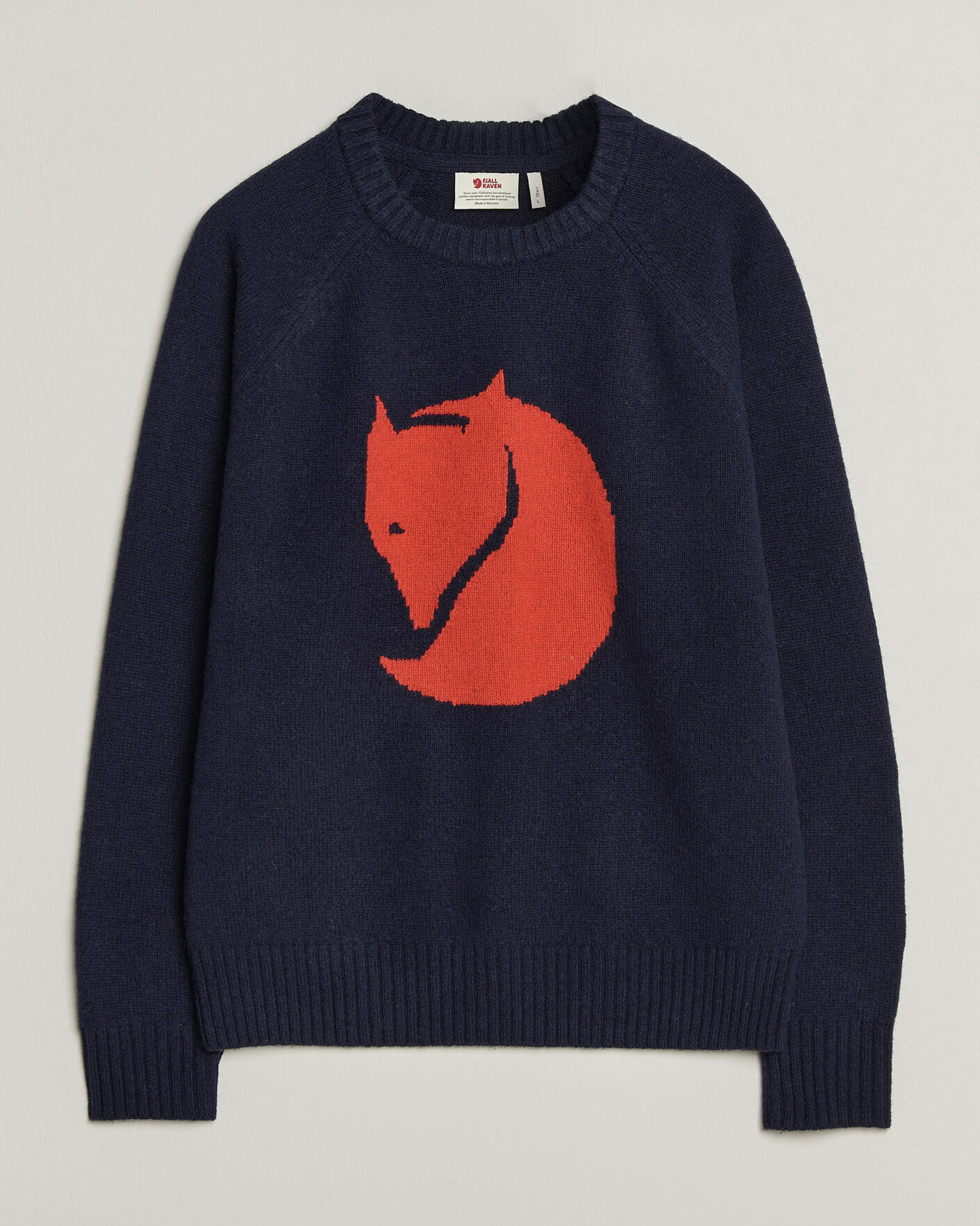 Men | Sweaters & Knitwear | Fjällräven | Logo Knit Wool Sweater Dark Navy