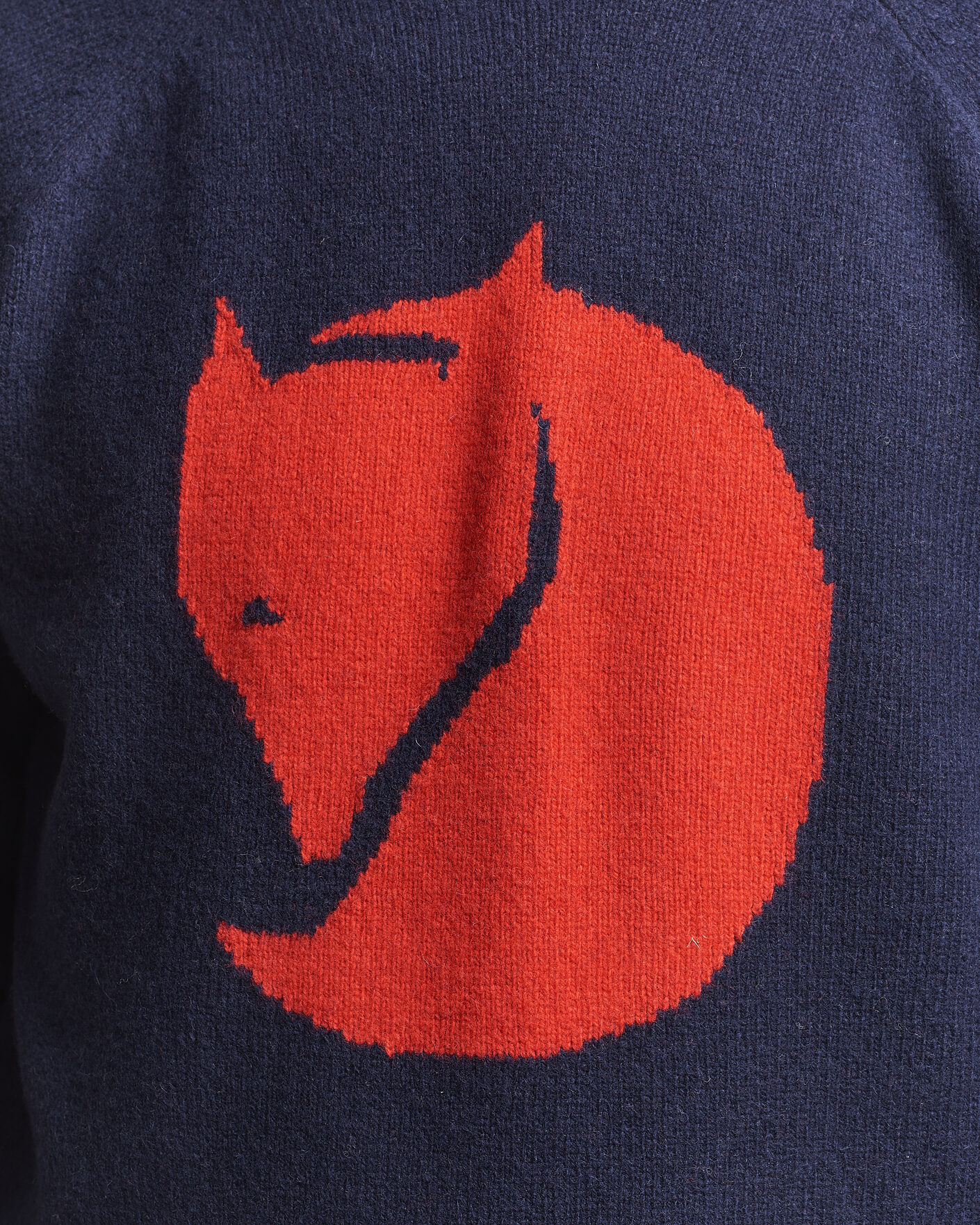 Men | Sweaters & Knitwear | Fjällräven | Logo Knit Wool Sweater Dark Navy