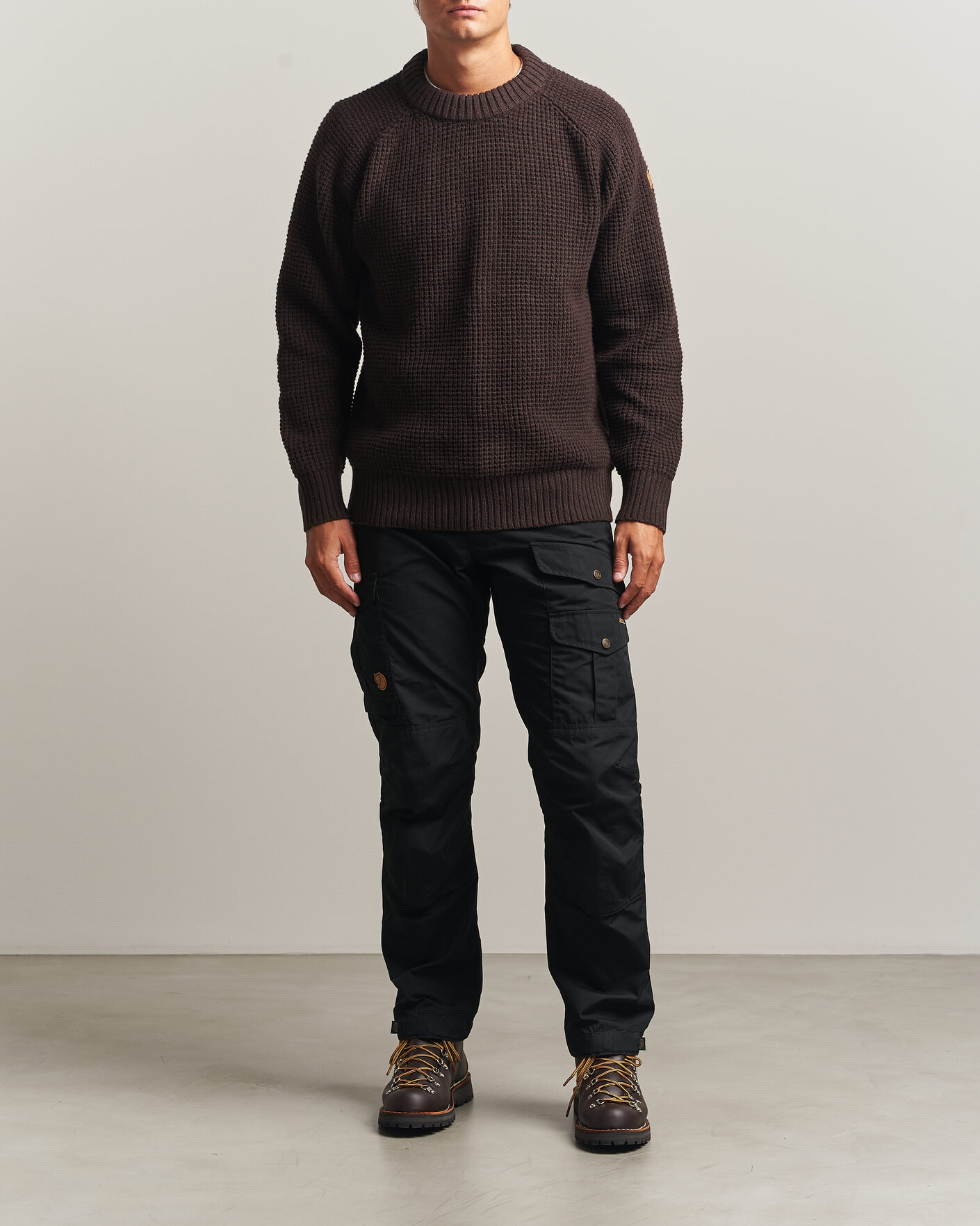 Men | Sweaters & Knitwear | Fjällräven | Övik Wool Waffle Knit Black Oak